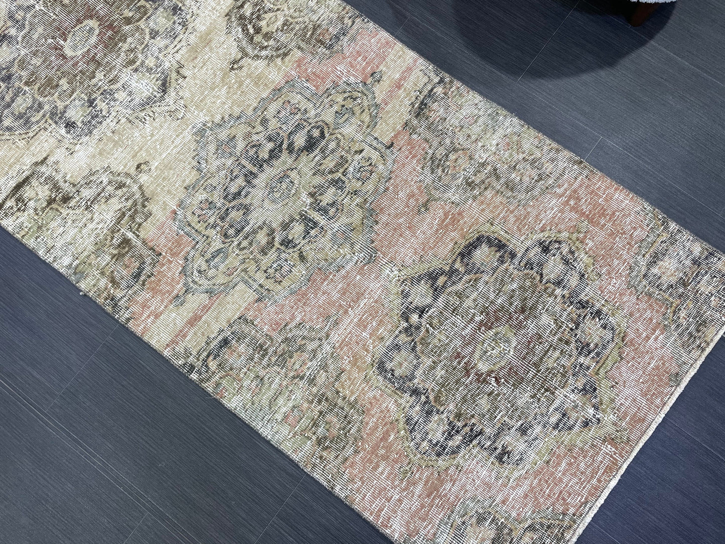 Distressed VINTAGE Rugs, Handmade Runner Rug, Oushak 2.7 x 7.6 Rug, Rustic Runner Rug, Antique Rug, Turkish Rug, Farmhouse Rug, Wool rug