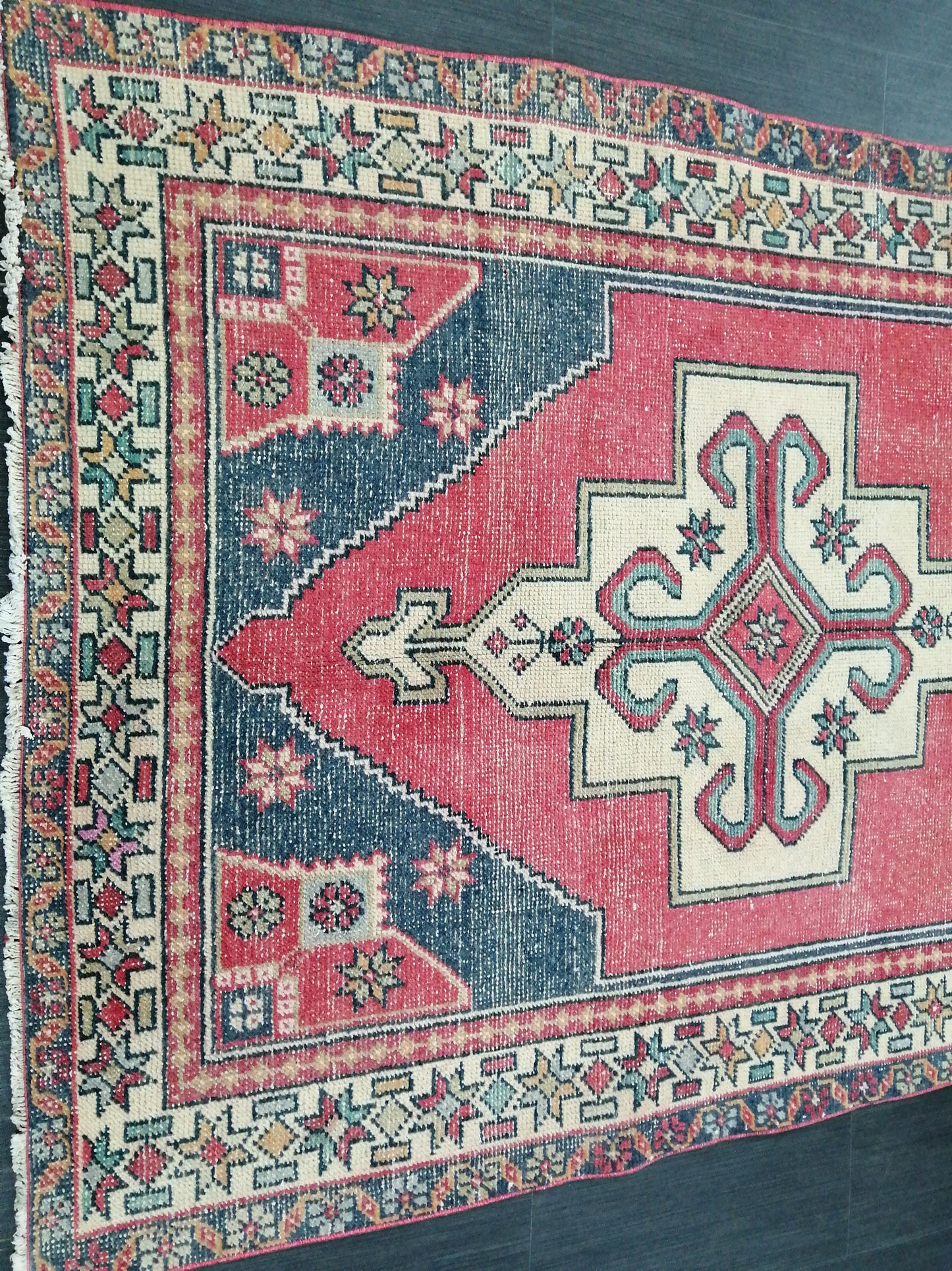 Vintage OUSHAK RUG 8.6 x 4.4 Modern Motifs TURKISH Rug Vintage Modern Rug Vintage Rug Wool Oushak Rug Hand Made Rugs