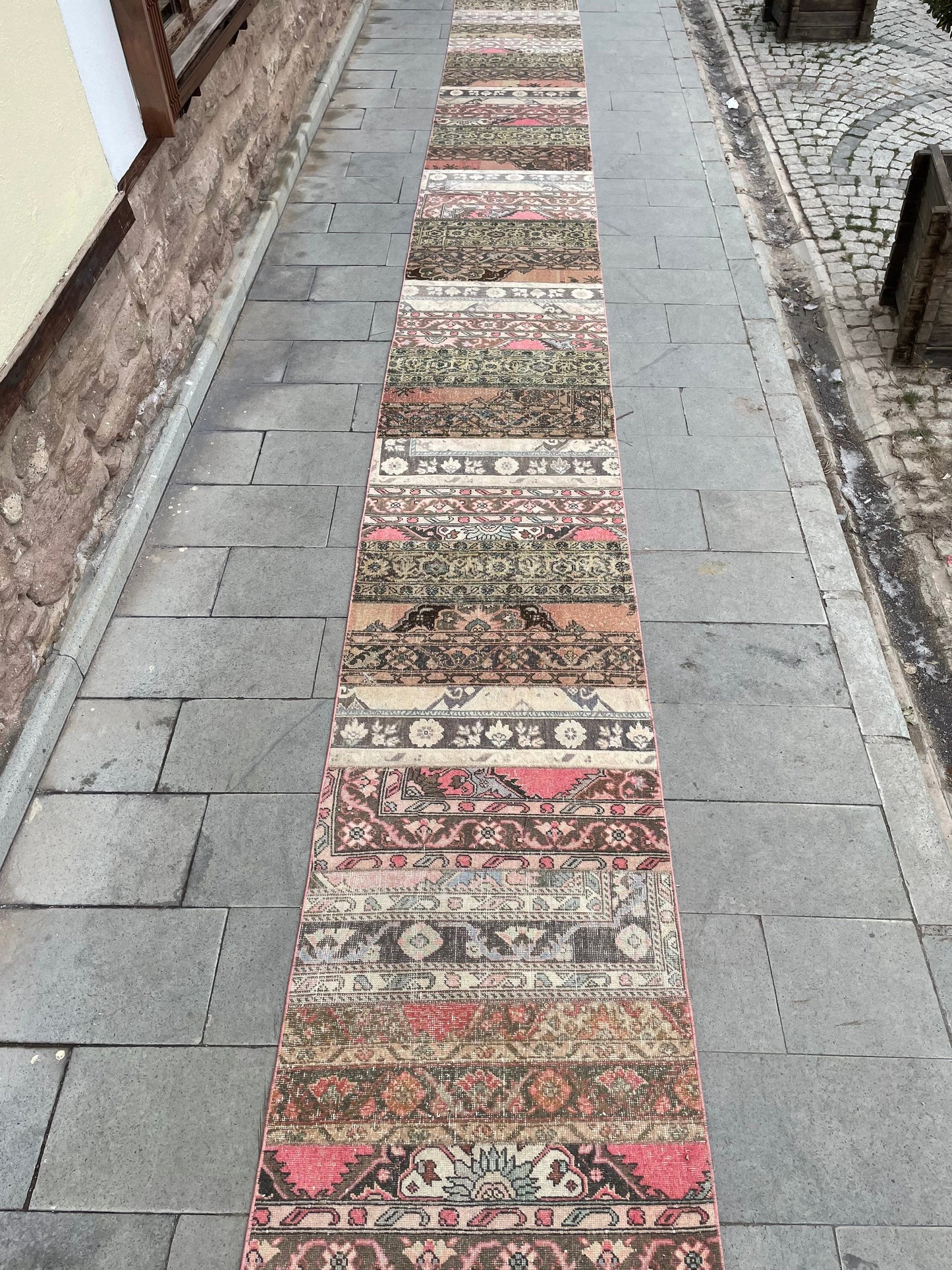Staircase Runner Rug 2.8 x 30 ft Extra Long TURKISH Runner Rug Vintage Runner Rug Oriental Runner Rug Patchwork Runner Hand Knotted Runner