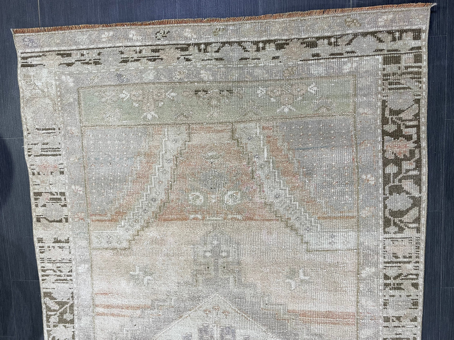 Muted Vintage Rug, Muted Turkish 4.2 x 7.9 Rug, Oushak Rug, Rustic Rug, Muted Rug, Vintage Turkish Rug, Farmhouse Rug, Vintage Rug, Wool rug