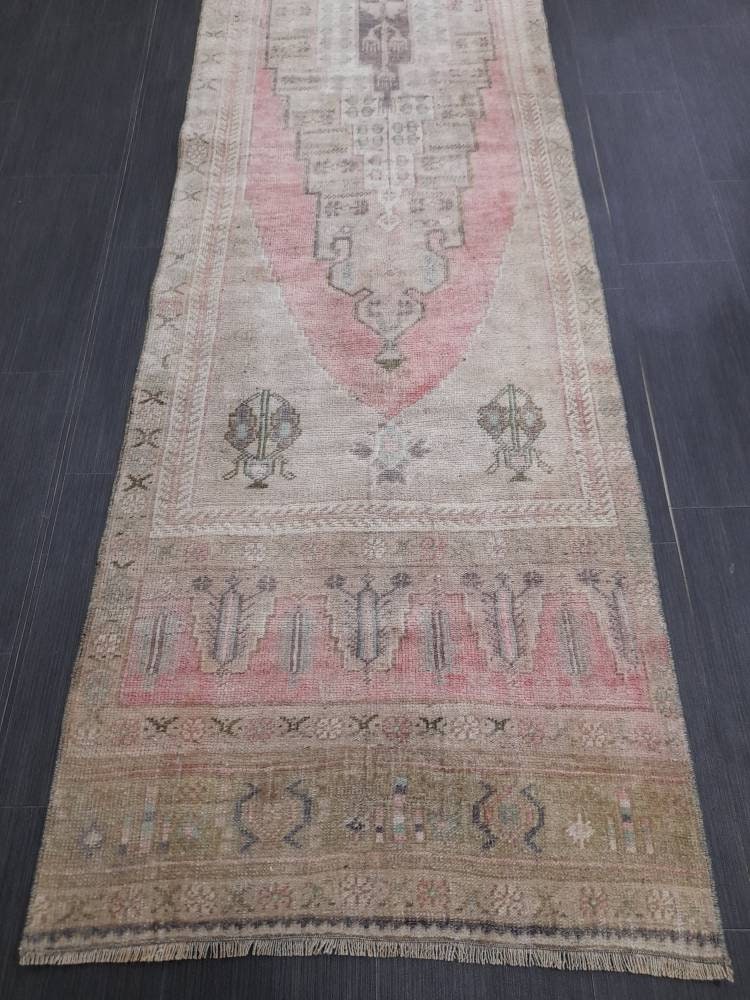 Staircase Runner Rug 2.7 x 12.2 Vintage Turkish Runner Oriental Runner Oushak Runner Rug