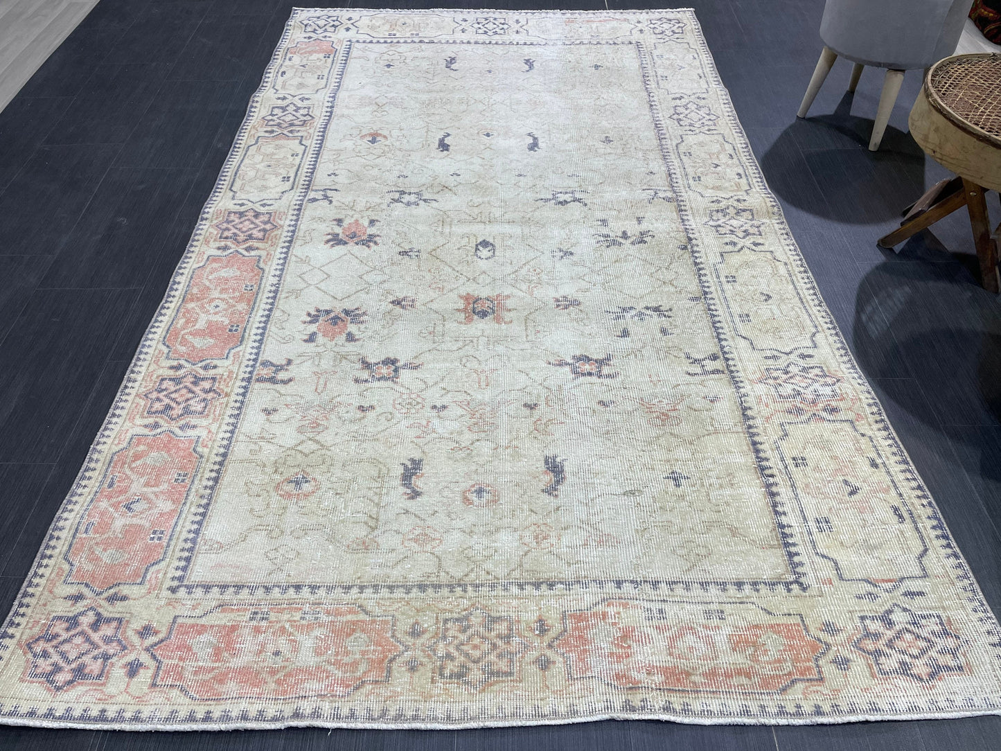 Distressed Persian Rug, Vintage 5 x 8.3 Rug, Handmade Rug, Antique Rug, Rustic Rug, Turkish Rug, Farmhouse Rug, Wool rug