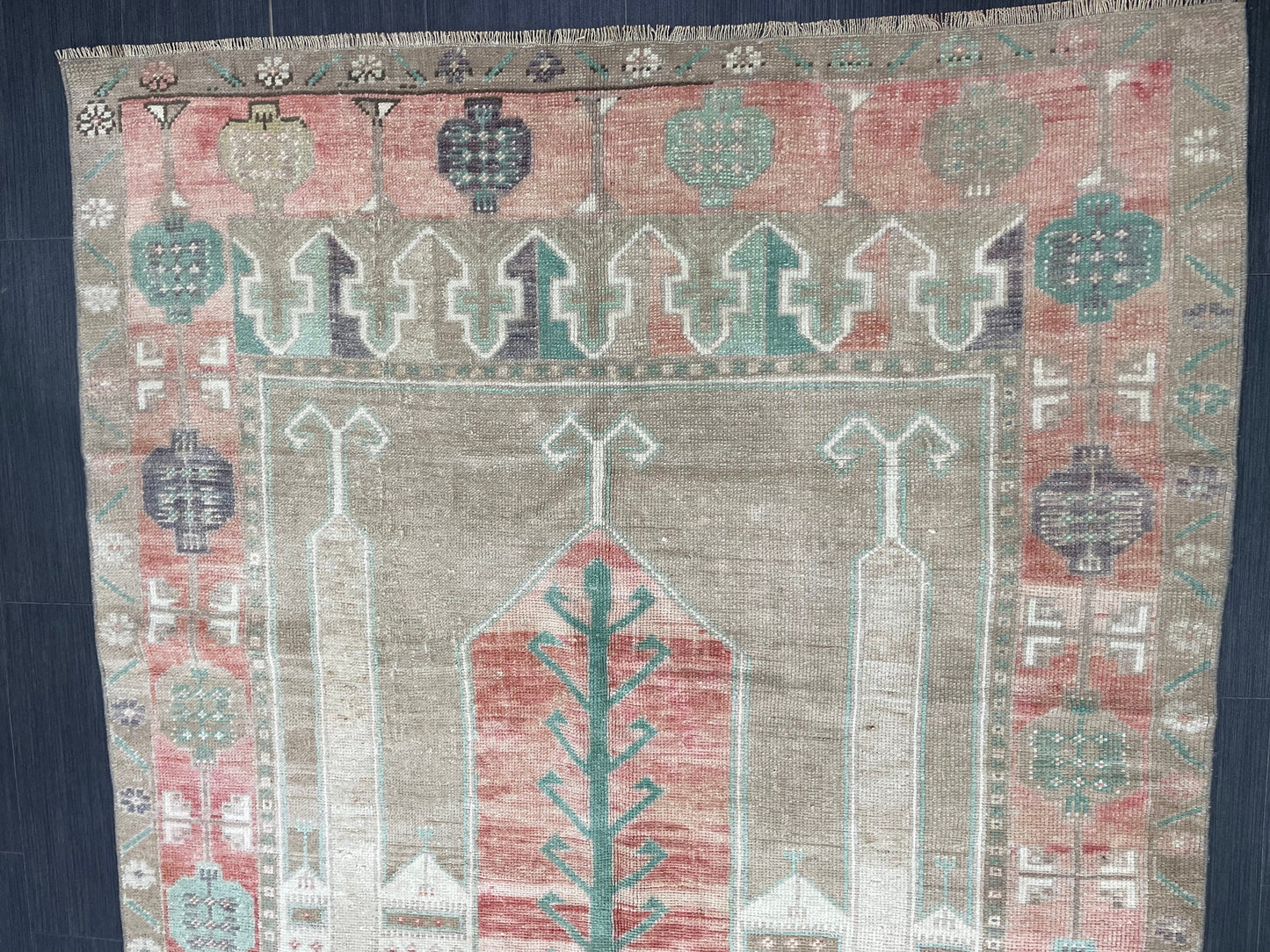 Vintage Handmade Rug Muted 4.7 x 8.3 Vintage Rug Wool Oushak Rug Hand Made Rugs Vintage Turkish Rug Living Room Rug