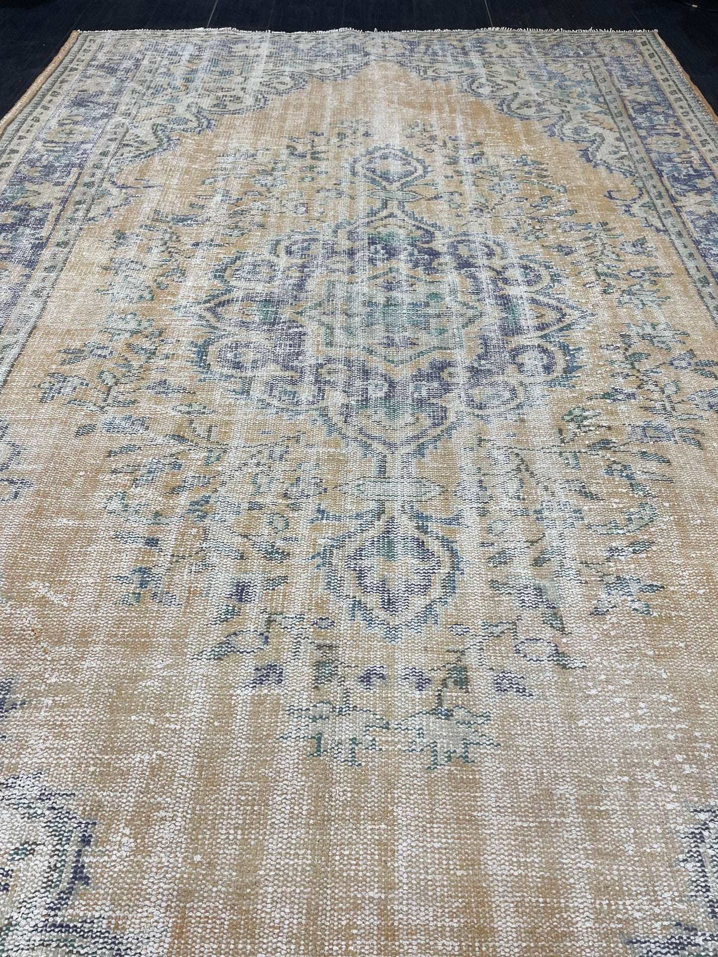 Large OUSHAK RUG TURKISH 6.3 x 10 Rug Vintage Rug Wool Distressed Rug Handmade Rugs Turkish Rug Muted Oriental rug Hand Knotted Rug