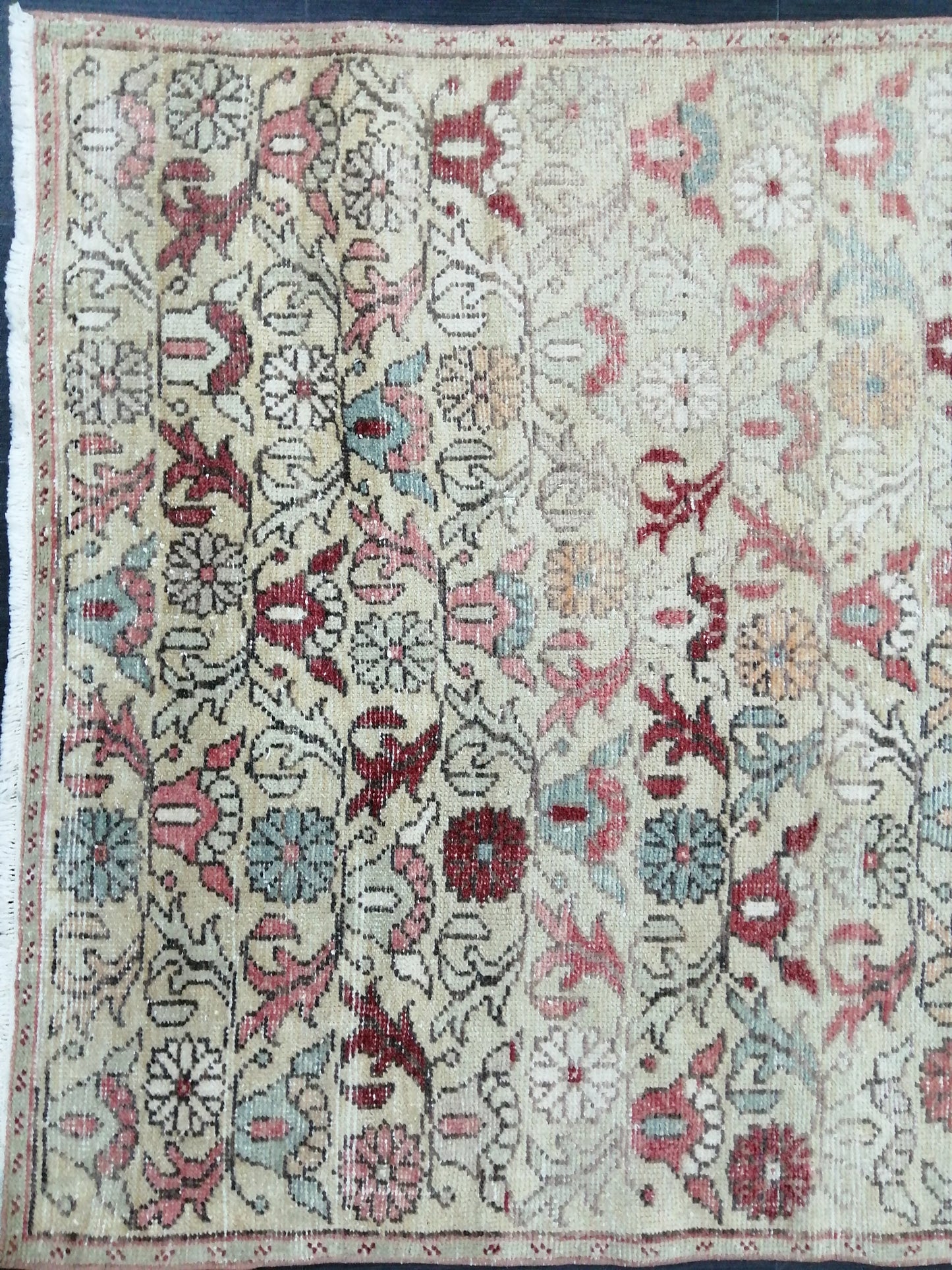 Floral Vintage Rug 4.3 x 9 OUSHAK RUG TURKISH Oushak Rug Vintage Wool Oushak Rug Hand Made Rugs Vintage Turkish Rug