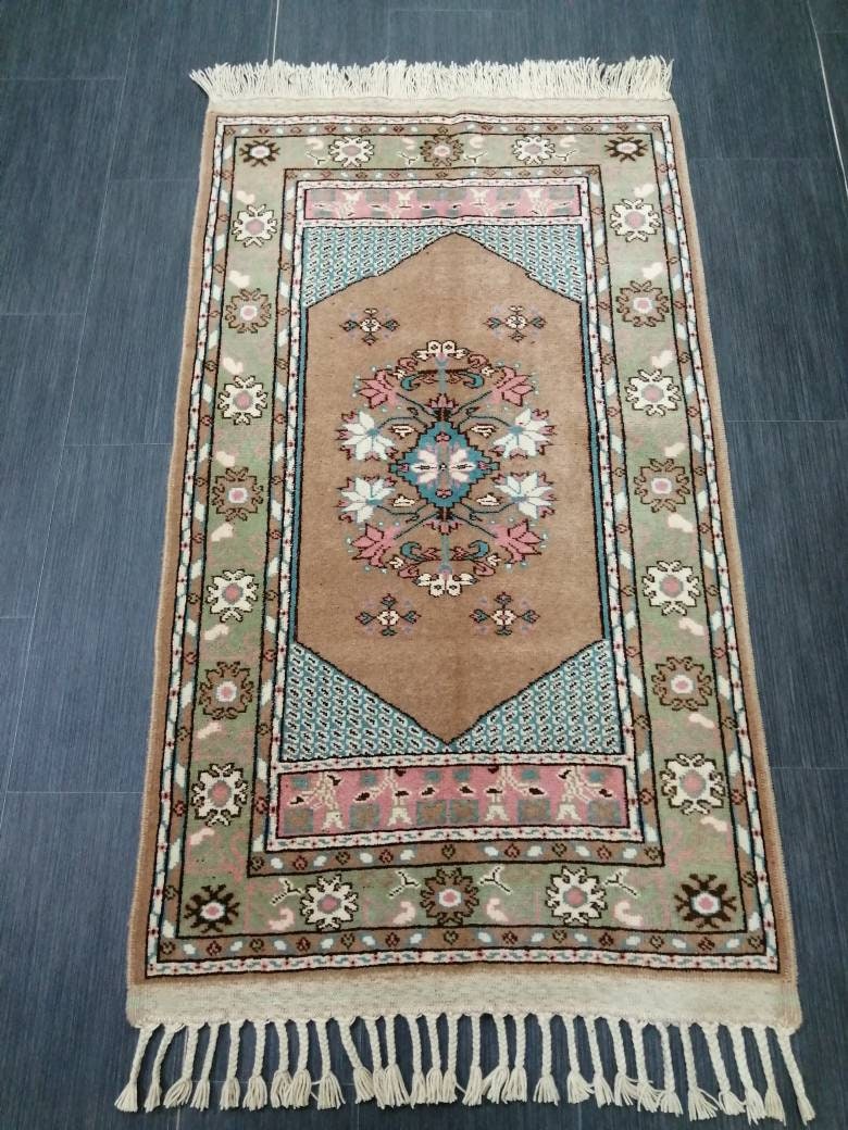 Vintage Rug 4.6 x 2.5 TURKISH HAND MADE Rugs Vintage Turkish Rugs Oushak Rug Hand Made Rug, Vintage Oushak Rug, Wool Rug