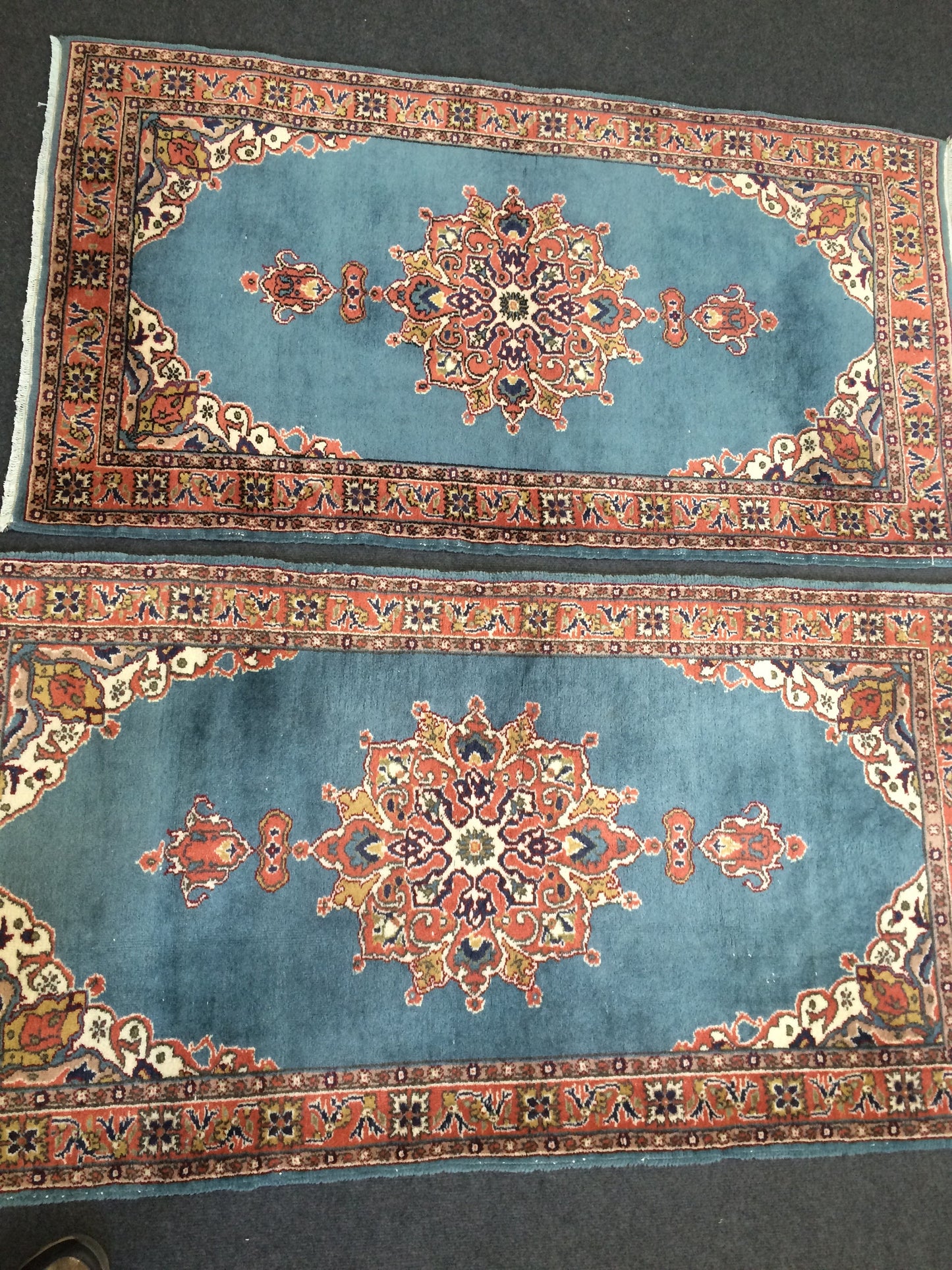 Blue Rugs, TWIN TURKISH Runner RUG , bold colors Rug,Classic Rug,Oushak Rug, Hand woven Rug, Wool Oushak Rug, Farmhouse Rug