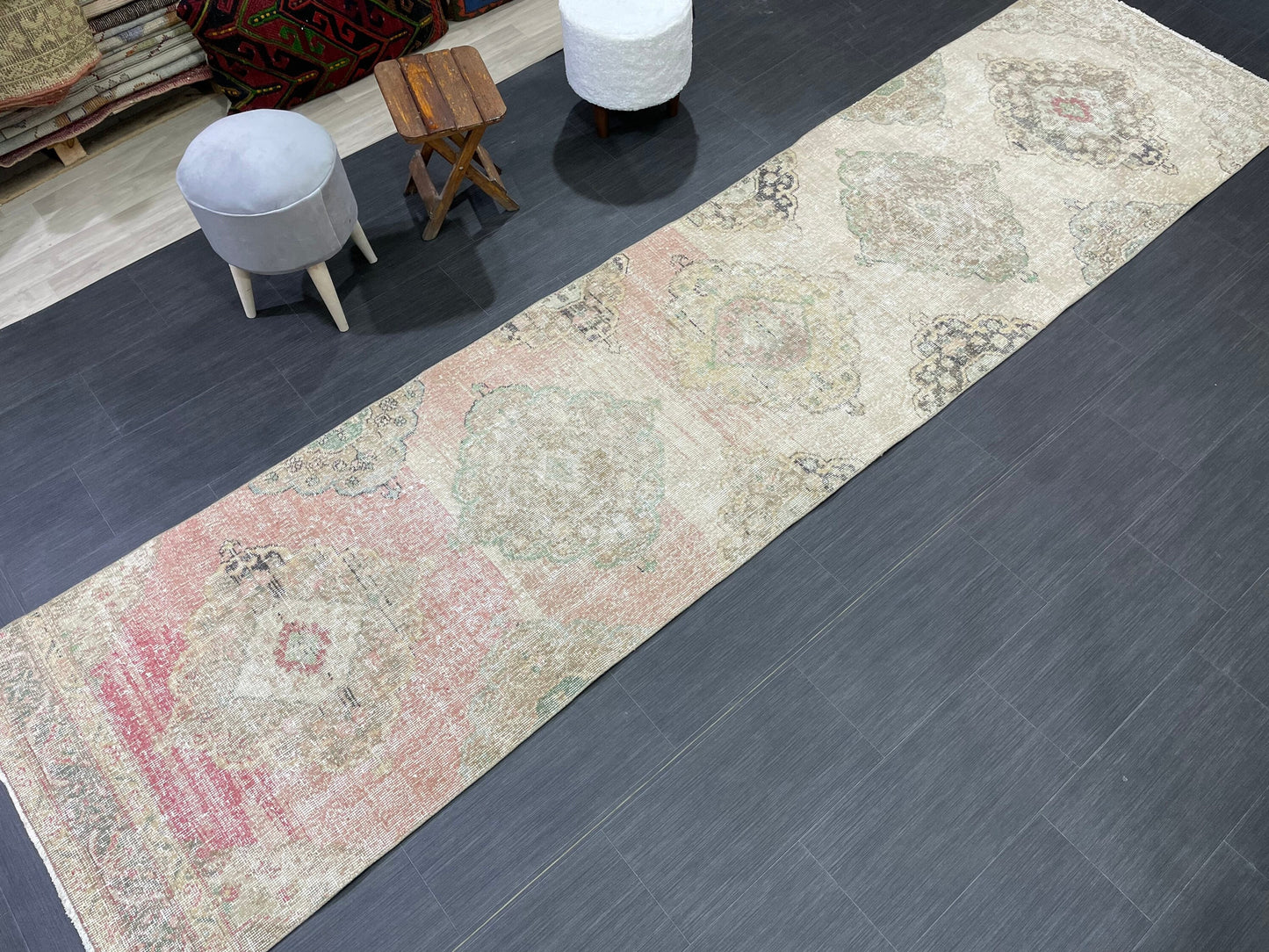 Handmade Runner RUG 3 x 12 TURKISH Oushak Rug Vintage Runner Rug Vintage Runner Rug Wool Oushak Rug Antique Rug Hand Knotted Rug