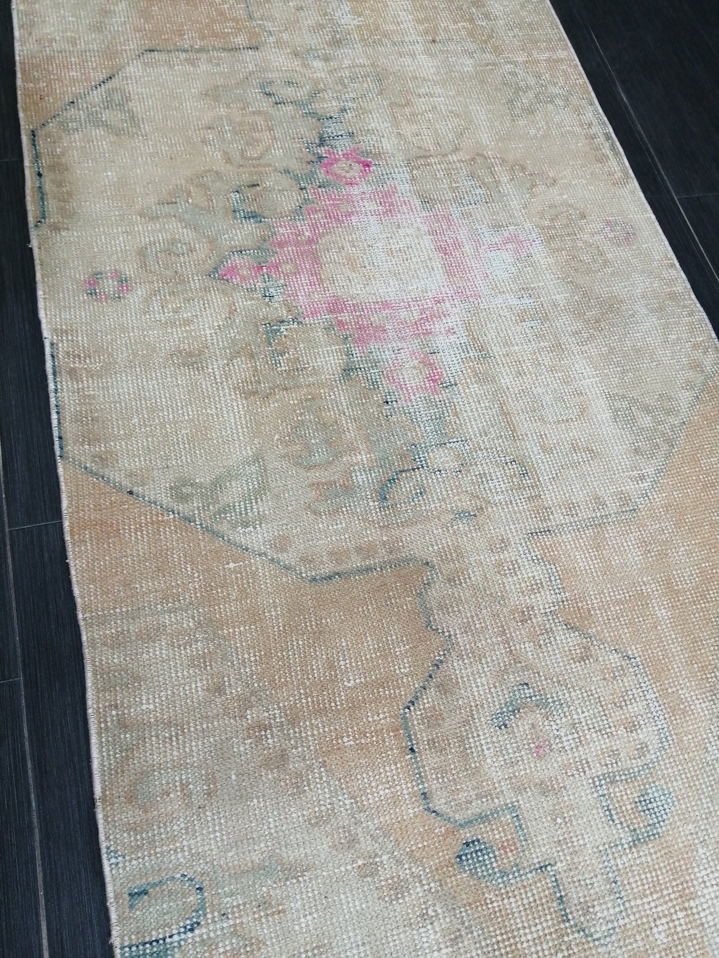 2.8 x 6.5 Distressed Runner Rugs, Hand Made runner Rug, Oushak Rug, Rustic Rug, Rug Runner, Turkish Rug, Vintage Rug, Wool rug