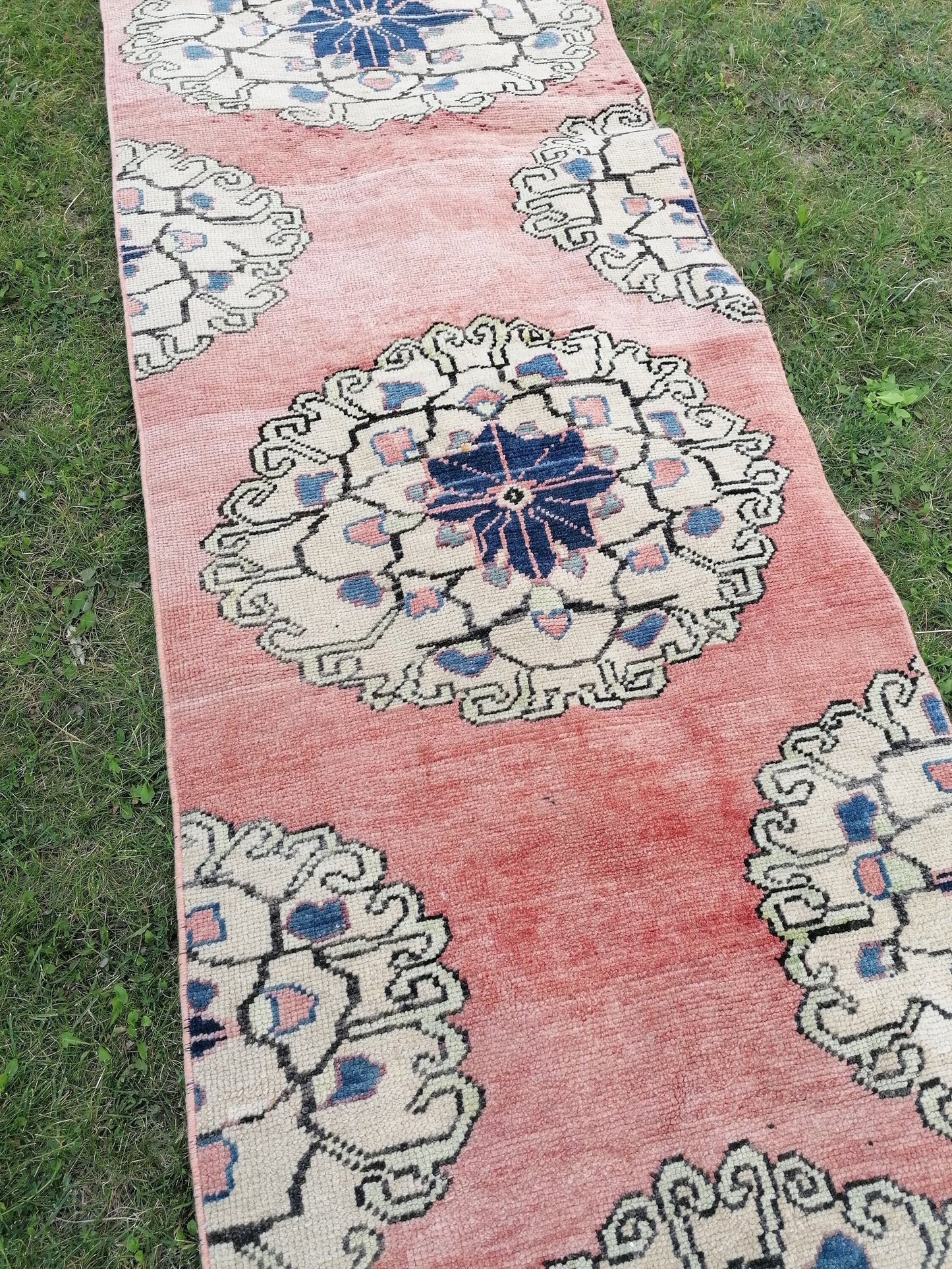 2'8x10'4 runner rug, oushak turkish runner rug, hallway vintage runner, hand made wool runner, kitchen runner rug, entryway runner rug