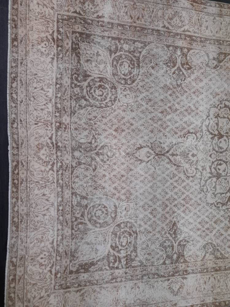 NEUTRAL PERSIAN RUG 6.7 X 10.2 Muted Oushak Rug Vintage Oushak Rug Vintage Rug Wool Hand Made Rug Vintage Persian Rug Vintage Oriental Rug