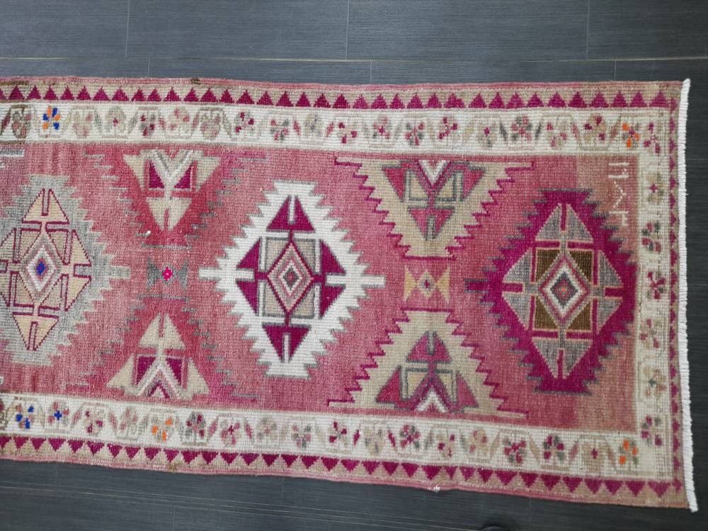 Vintage Runner,Turkish Runner Rug 2.7 x 13 Orienta Runner Rug muted Vintage Runner Rug Hallway Runner Rug Kitchen Runner Rug Wool Runner Rug