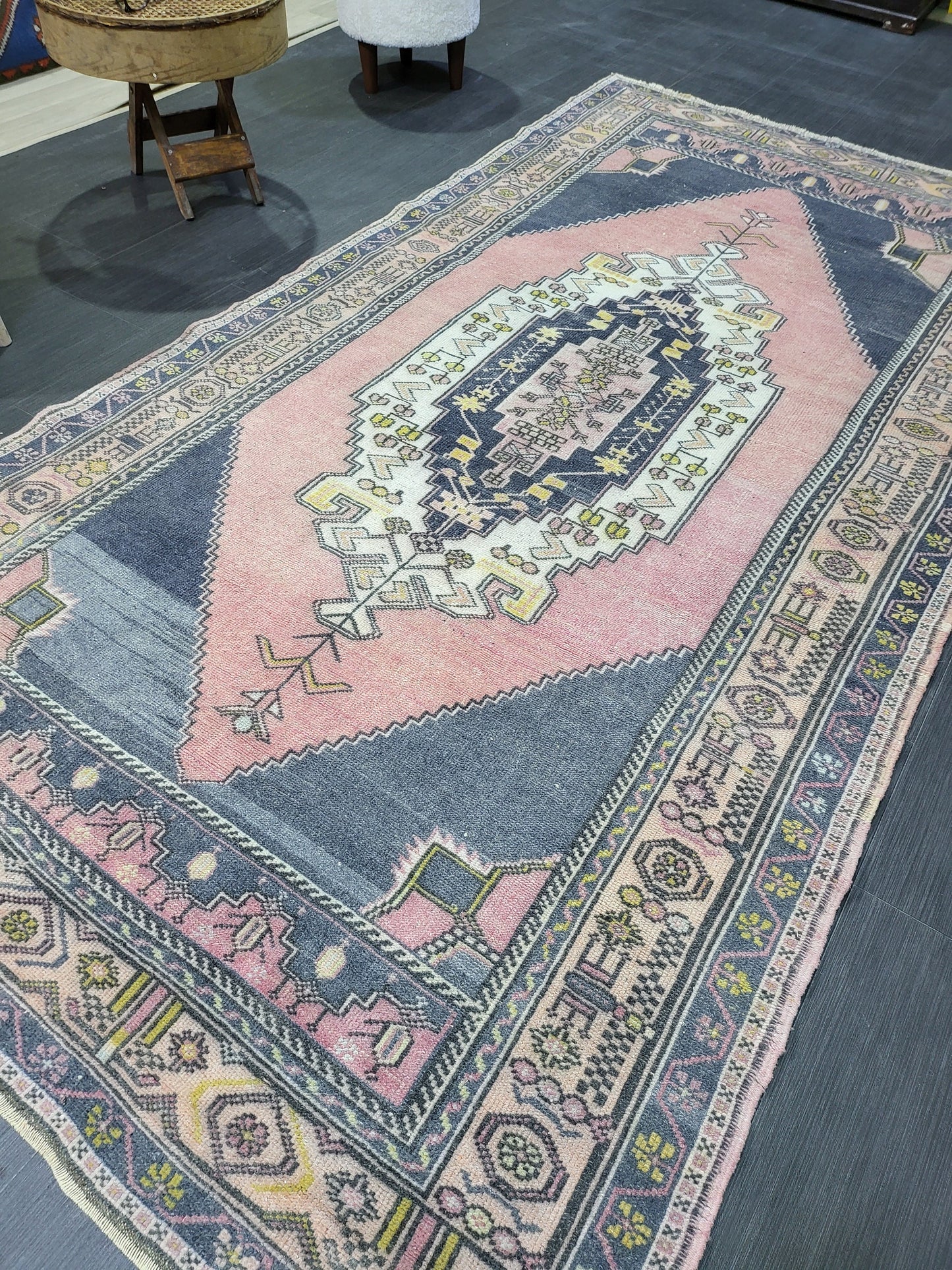 OUSHAK RUG, TURKISH Antique Rug, 4.5 x 8.9 Vintage Rug, Antique Rug Wool Handknotted Rug, Hand Made Rugs Vintage Turkish Rug
