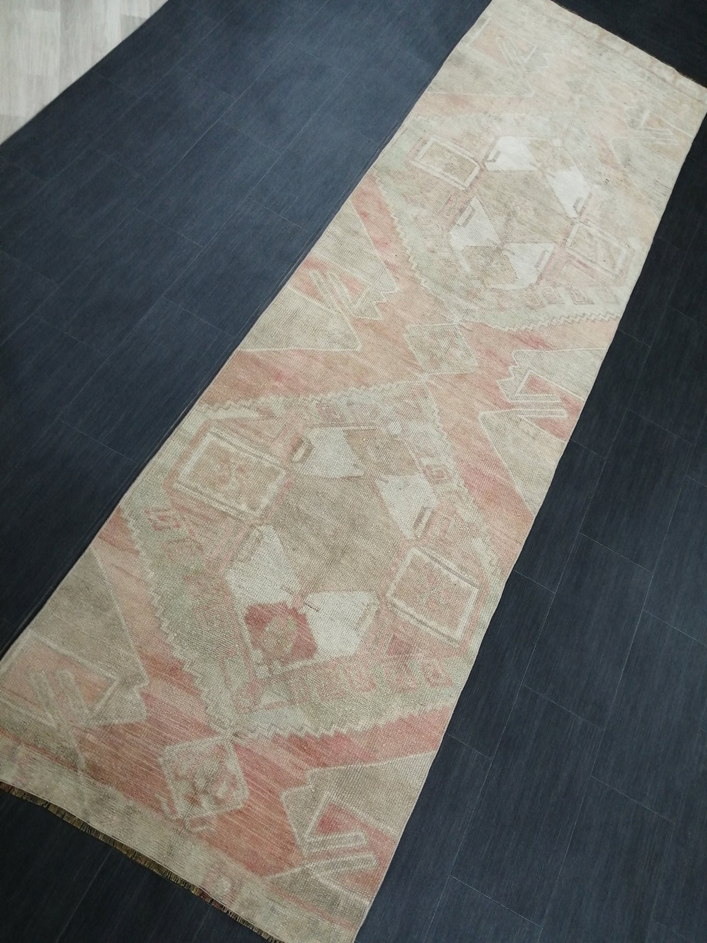 11.5 x 3.3 Muted Oushak Runner Rug Turkish Runner Rug Vintage Runner Rug Muted Hallway Runner Rug Kitchen Runner Rug Wool Runner