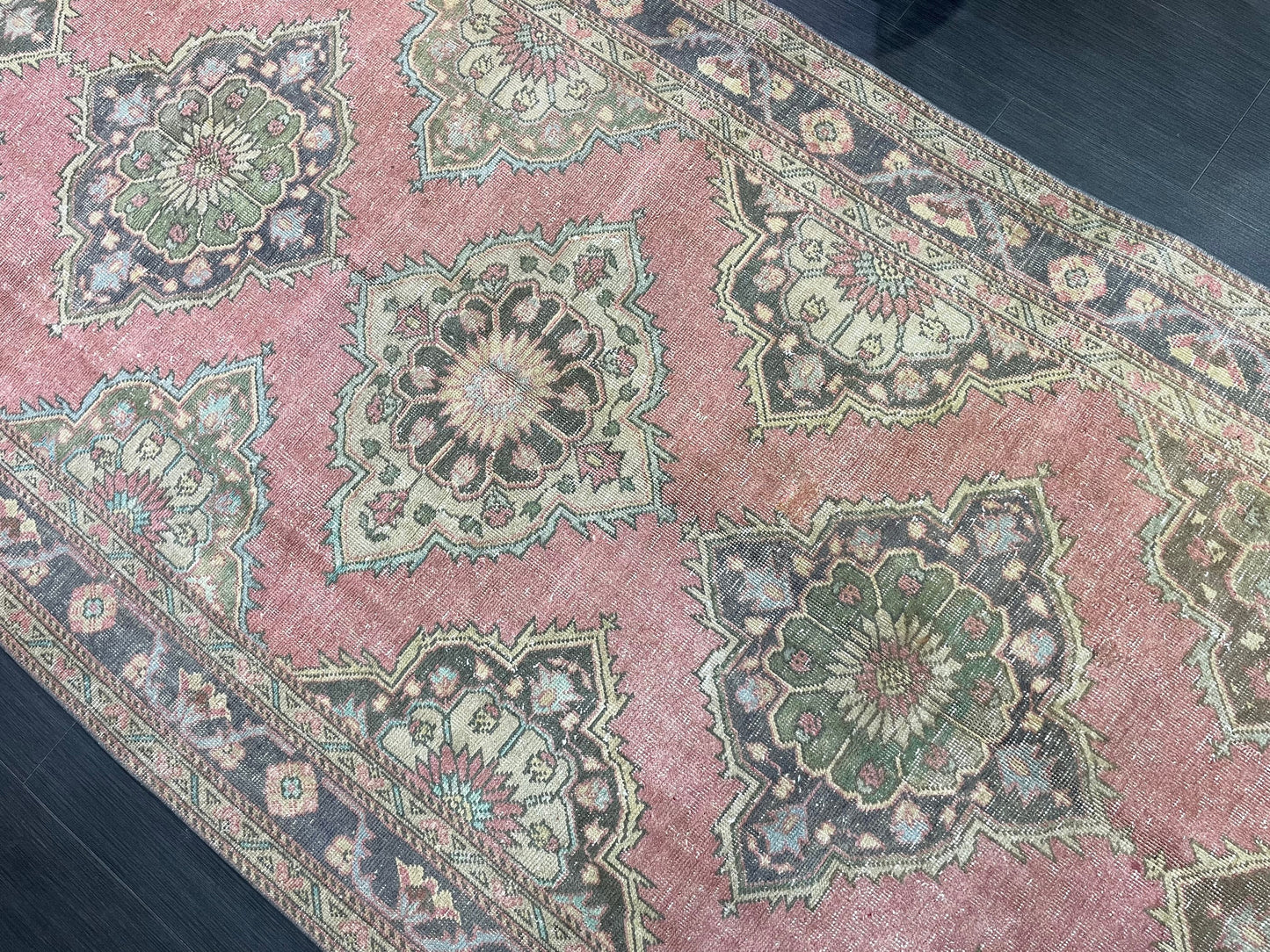 Vintage Runner rug, Persian 5 x 12.6 Runner RUG, TURKISH Runner, Pink Runner Rug, Turkish Oushak Rug, Wool Runner Rugs, Handmade Runner