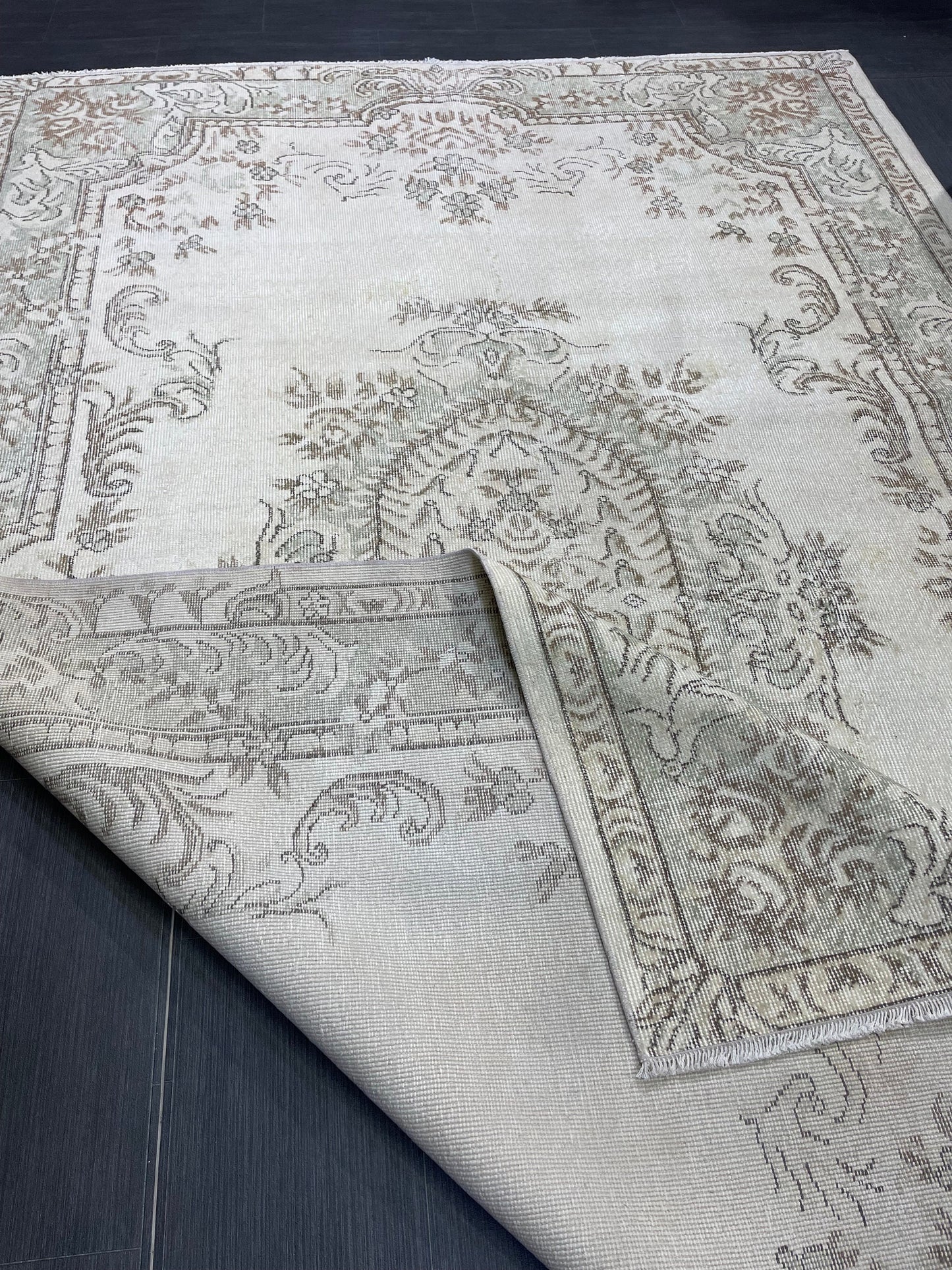 Large Area OUSHAK RUG, TURKISH 6.4 x 10 Rug, Muted Vintage Rug, Handmade Rug, Antique Hand Knotted Rug, Persian Rug, Muted Oriental rug