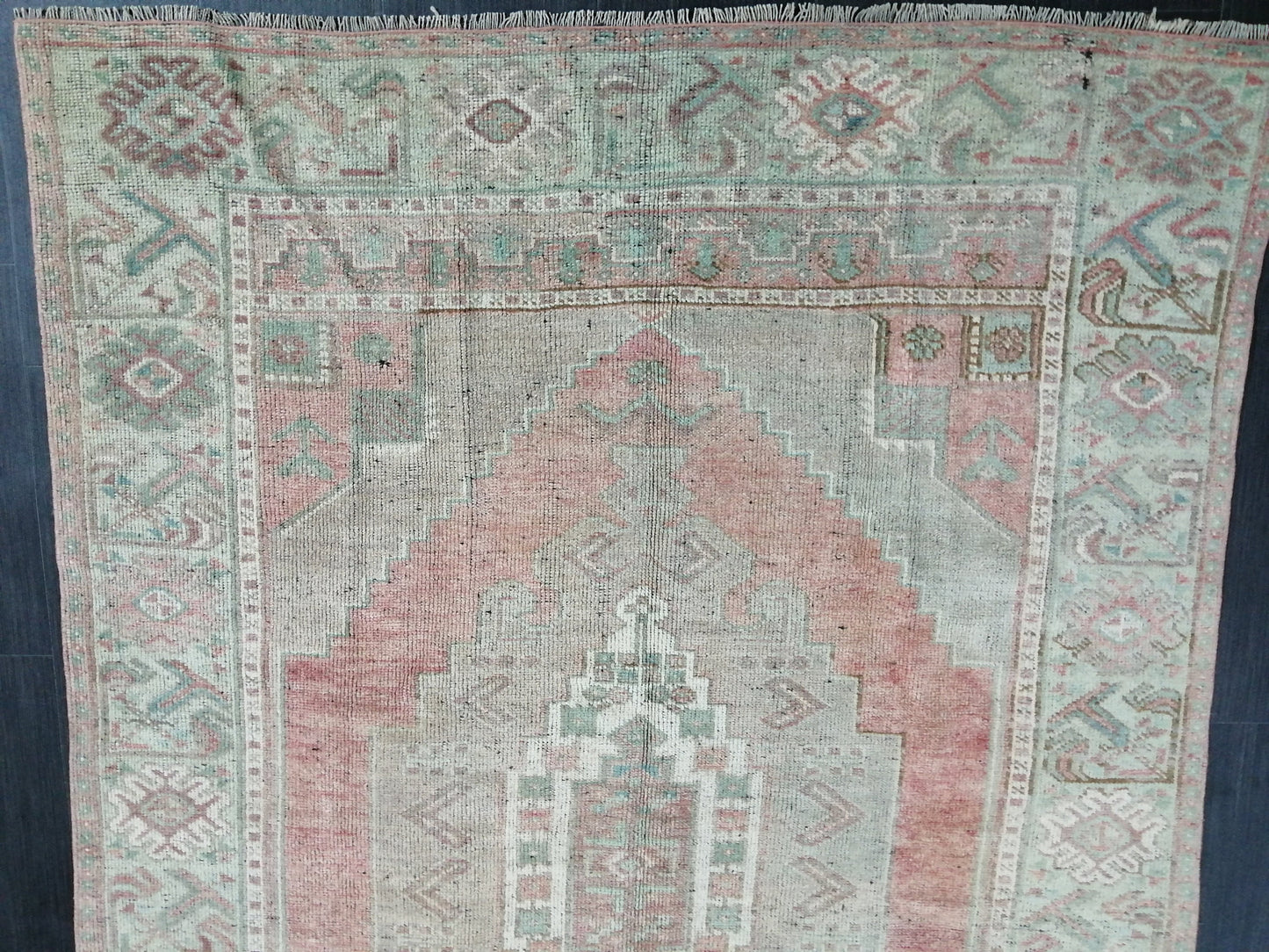 Muted Vintage Runner Rug 10.3 x 4.7 Hallway Runner Rug Kitchen Runner Rug Wool Runner Rug Wool Oushak Runner