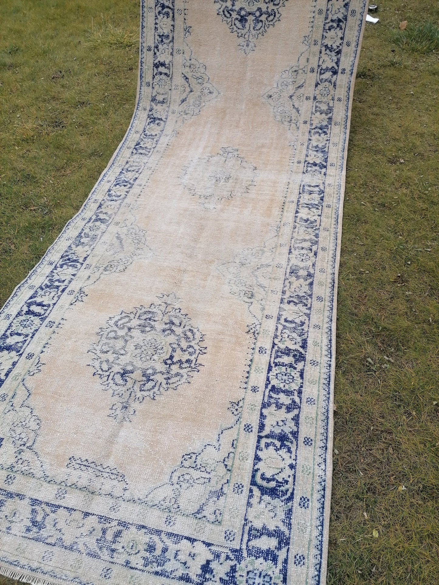 13x4'6 distressed antique oushak turkish runner, vintage runner turkish runner rug,kitchen runner rug, vintage rug,vintage anatolian runner