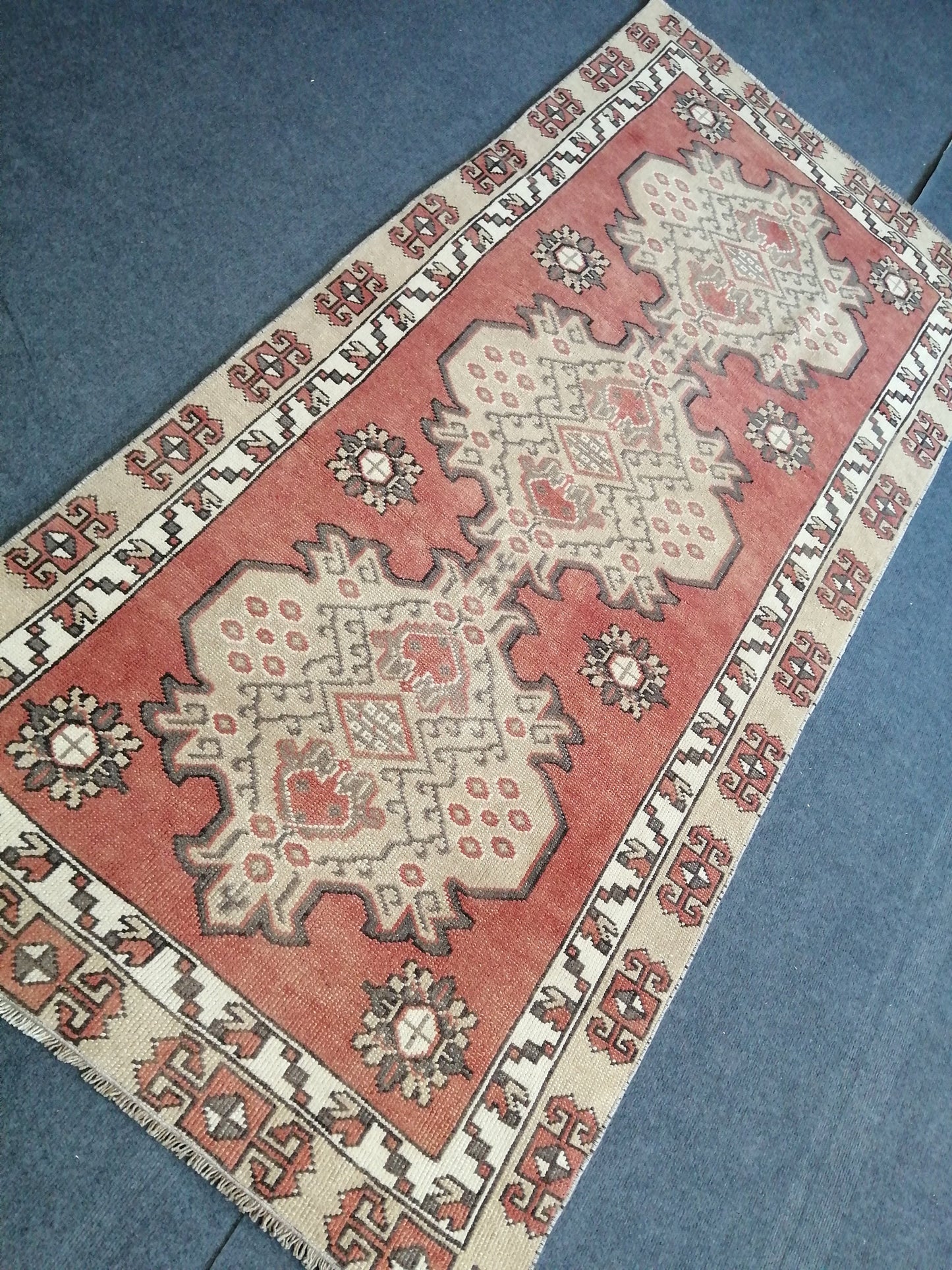 6.8 x 3.1 Antic Oushak Rug, Turkish Oushak Rug, Wool Oushak Rug, Oushak Runner Rugs, Farmhouse Rug, Vintage Rug, Turkish Rug, Hand Made Rug
