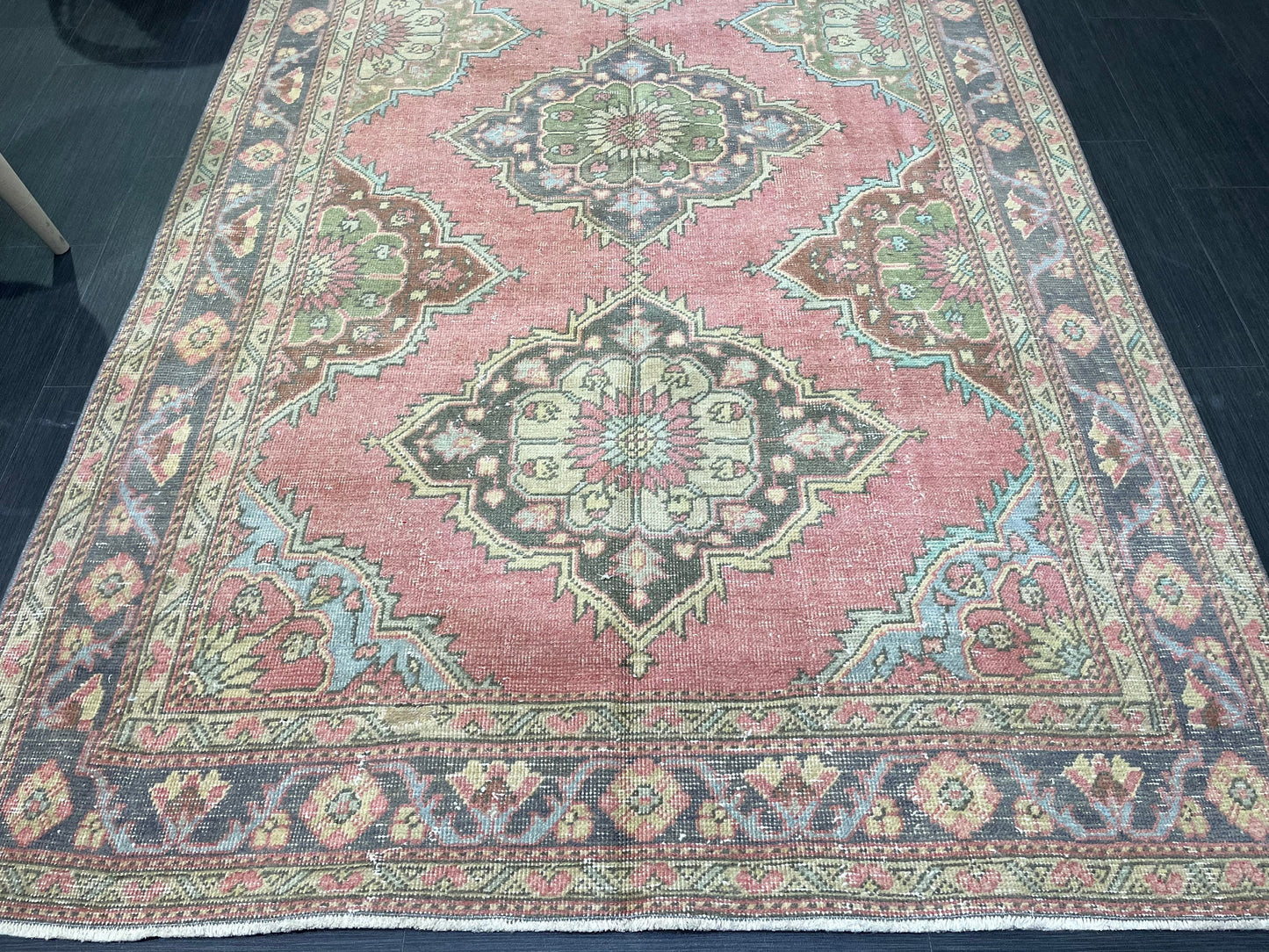 Vintage Runner rug, Persian 5 x 12.6 Runner RUG, TURKISH Runner, Pink Runner Rug, Turkish Oushak Rug, Wool Runner Rugs, Handmade Runner