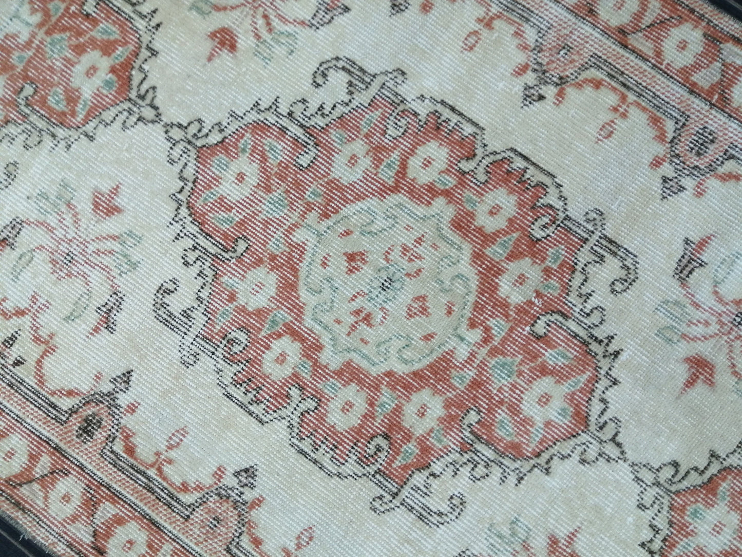 Distressed Oushak Runner 11.9 x 3 Muted Vintage Runner Rug Hallway Runner Rug Kitchen Runner Rug Wool Runner Rug Wool Oushak Rug