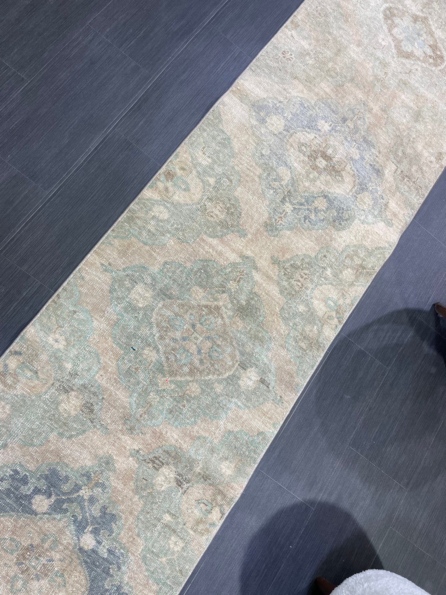Muted Vintage Runner Rug, Handmade 2.6 x 12.8 Runner Rug, Turkish Runner Rug, Hallway Runner Rug, Persian Kitchen Runner Hand Knotted Runner