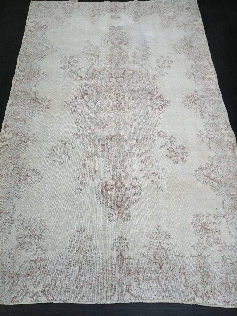 Oriental Rug 7x11 Vintage Turkish Rug Oushak Rug Turkish Rug, Distressed Persian Rug, Distressed Wool large Neutral Rug 11 x 7