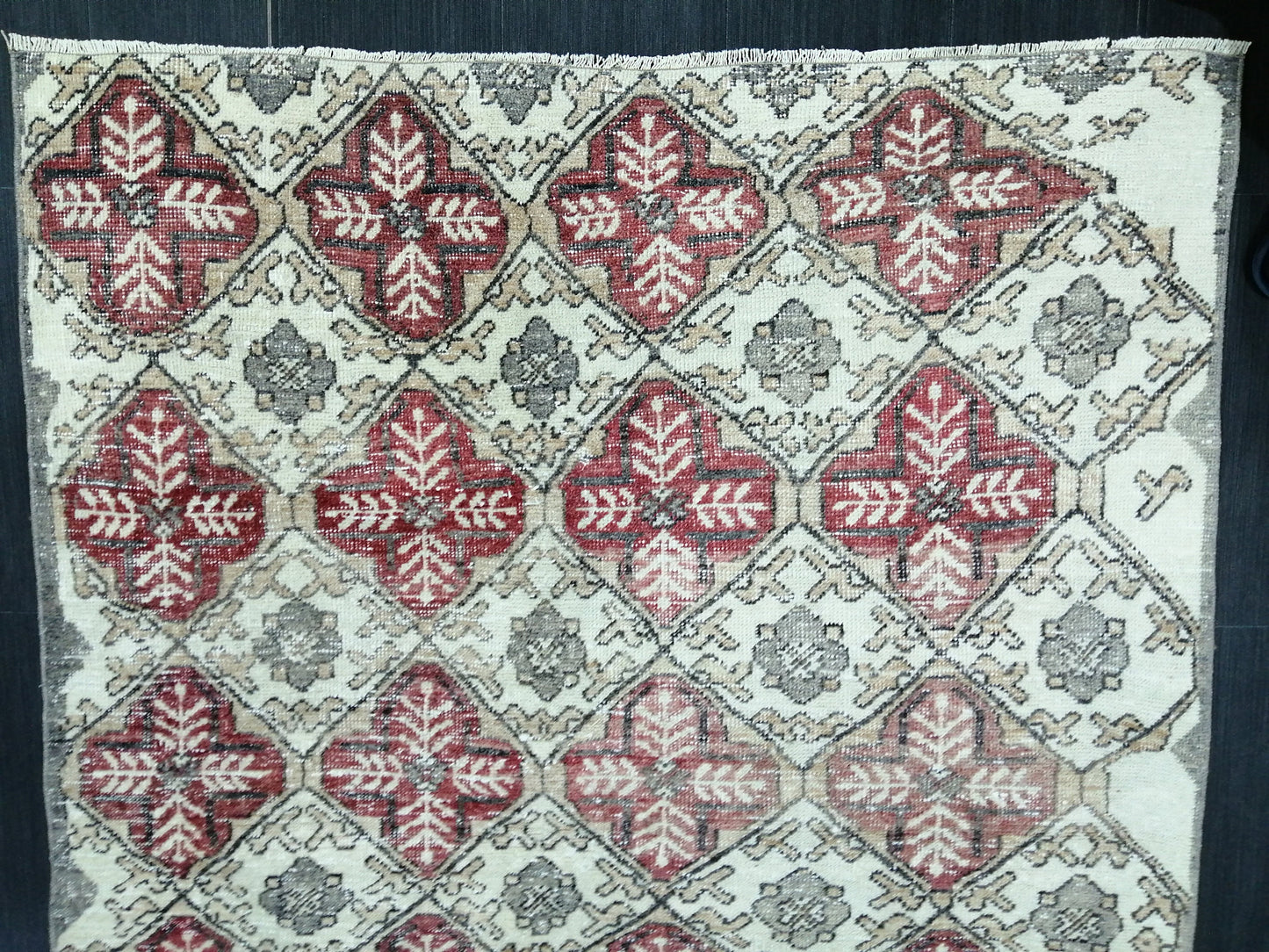 Floral OUSHAK RUG TURKISH 6.2 x 4.4 Vintage Rug Vintage Wool Hand Made Rugs Vintage Turkish Rug