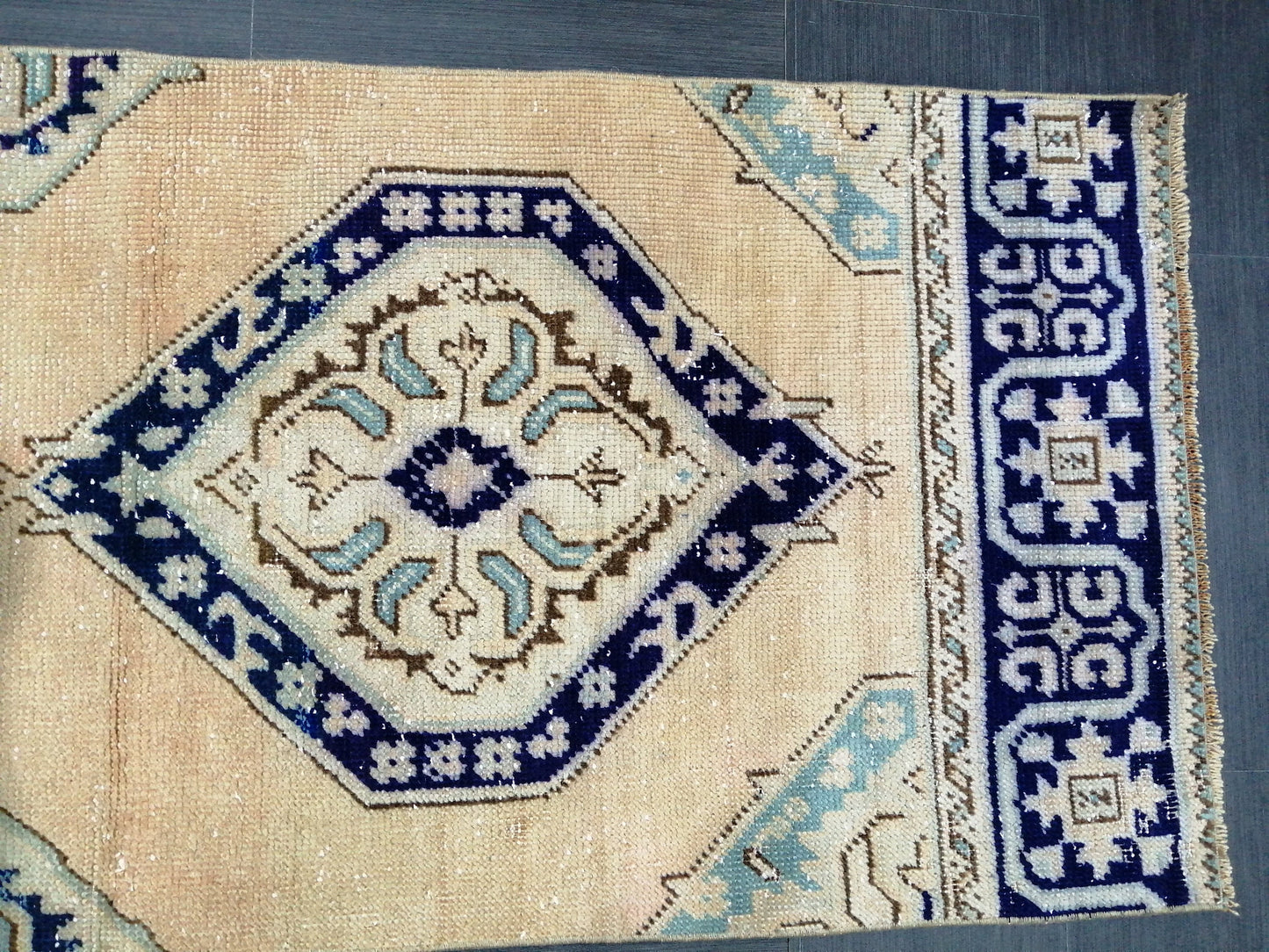 6.5 x 2.5 Short Oushak Runner Rug Turkish Runner Rug Vintage Runner Rug Hallway Runner Rug Kitchen Runner Rug Wool Runner Rug Wool Runner