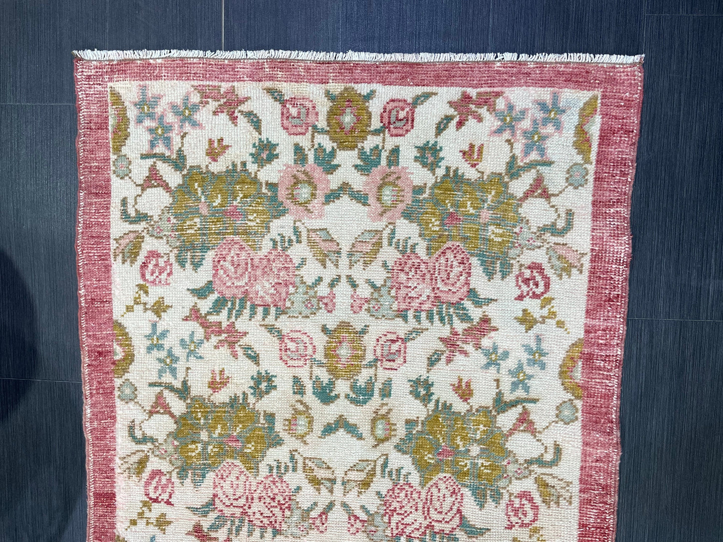 Hand Knotted Rug, Vintage Rug, Handmade 3.2 x 7.2 Rug, Oushak Rug, Rustic Rug, Fun Turkish Rug, Persian Rug, Soft Wool Rug