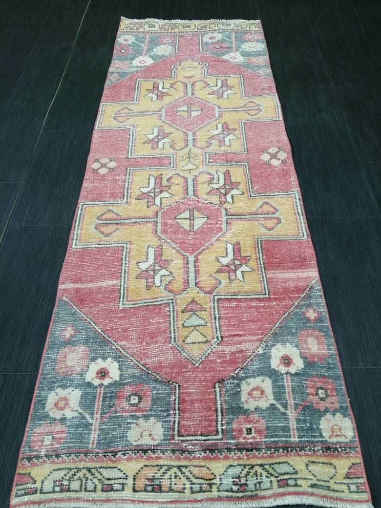 7.2 x 2.4 Runner Rug Turkish Runner Rug Vintage Runner Rug Hallway Runner Rug Kitchen Runner Rug Wool Runner Rug 2.4 x 7.2Wool Oushak Runner