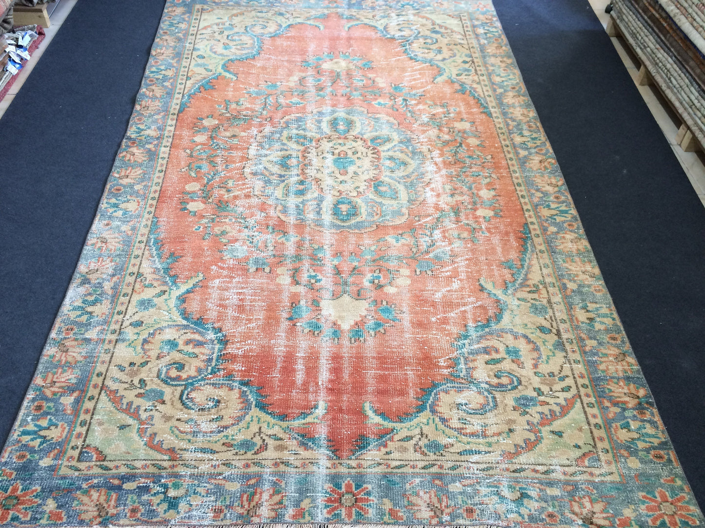 6x10 Large Area OUSHAK RUG TURKISH Rug Vintage Rug Vintage Oriental Rugs Oushak Rug Hand Made Rugs Vintage Turkish Rug
