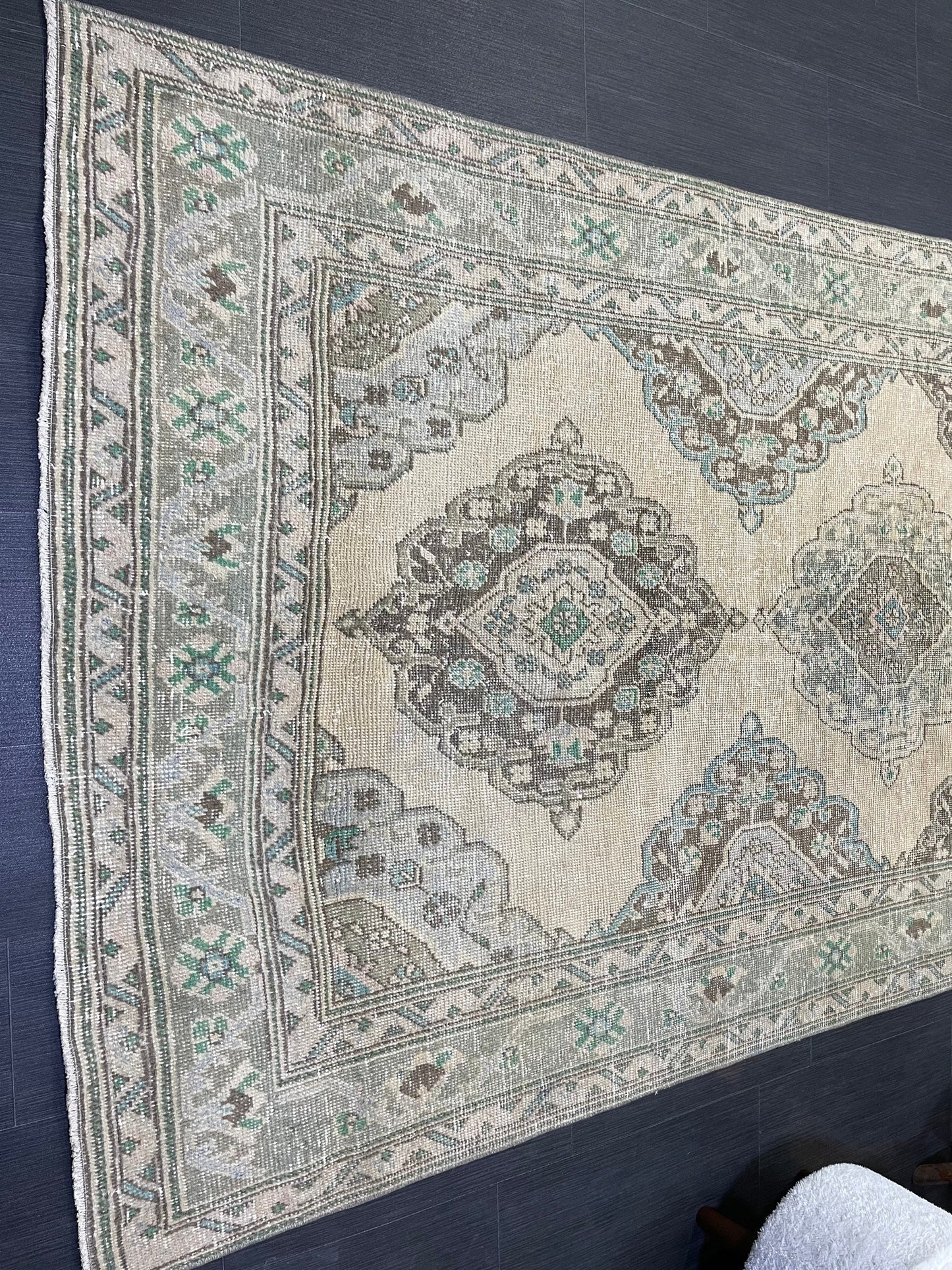 Muted Persian Runner Rug, Muted Vintage 4.7 x 12.5 Runner Rug, Hallway Runner Rug, Kitchen Runner Rug Wool Runner Rug, Handmade Runner Rug