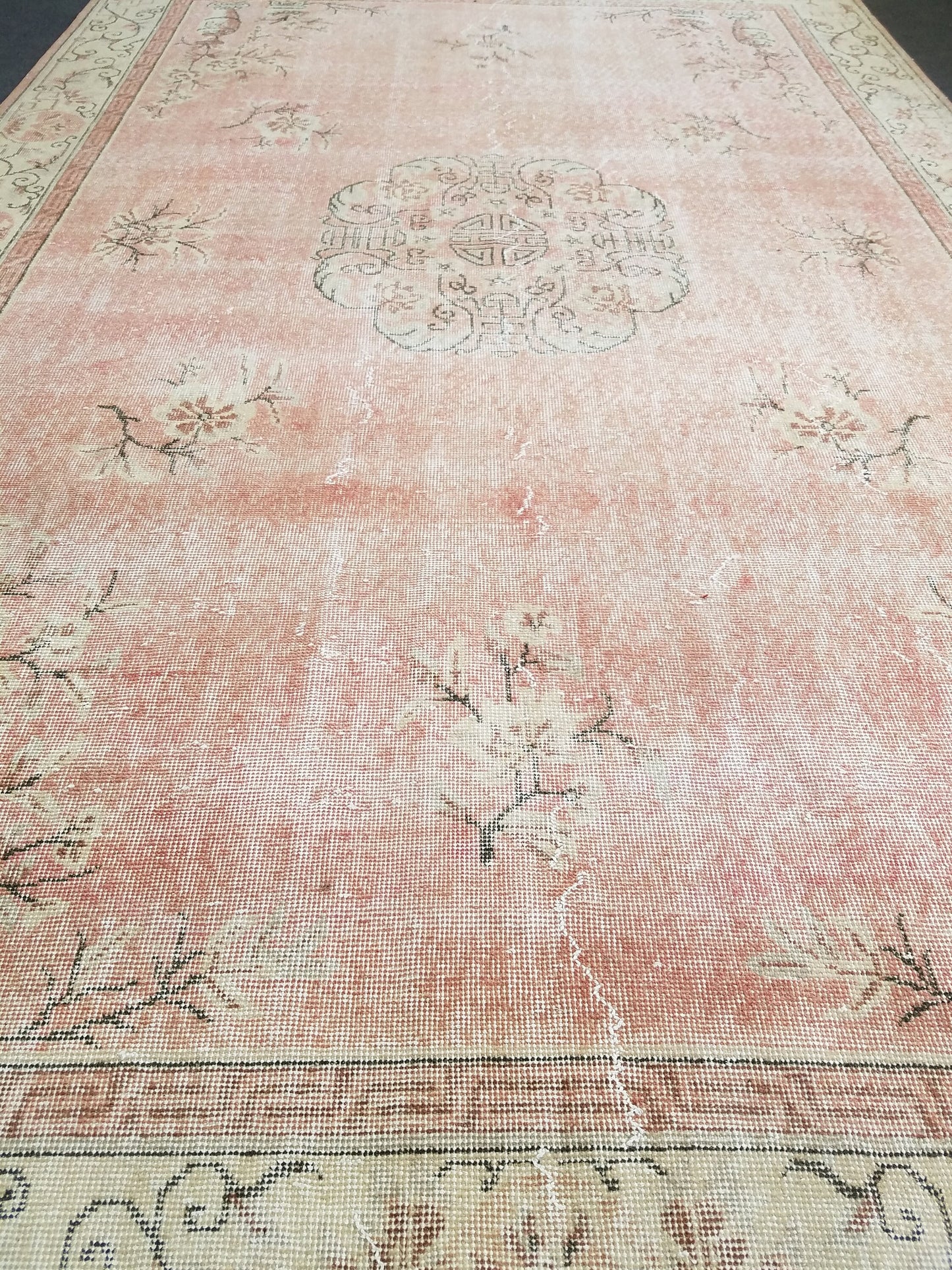 10'9x6'10 large oushak vintage rug,vintage oushak rug,large area rug