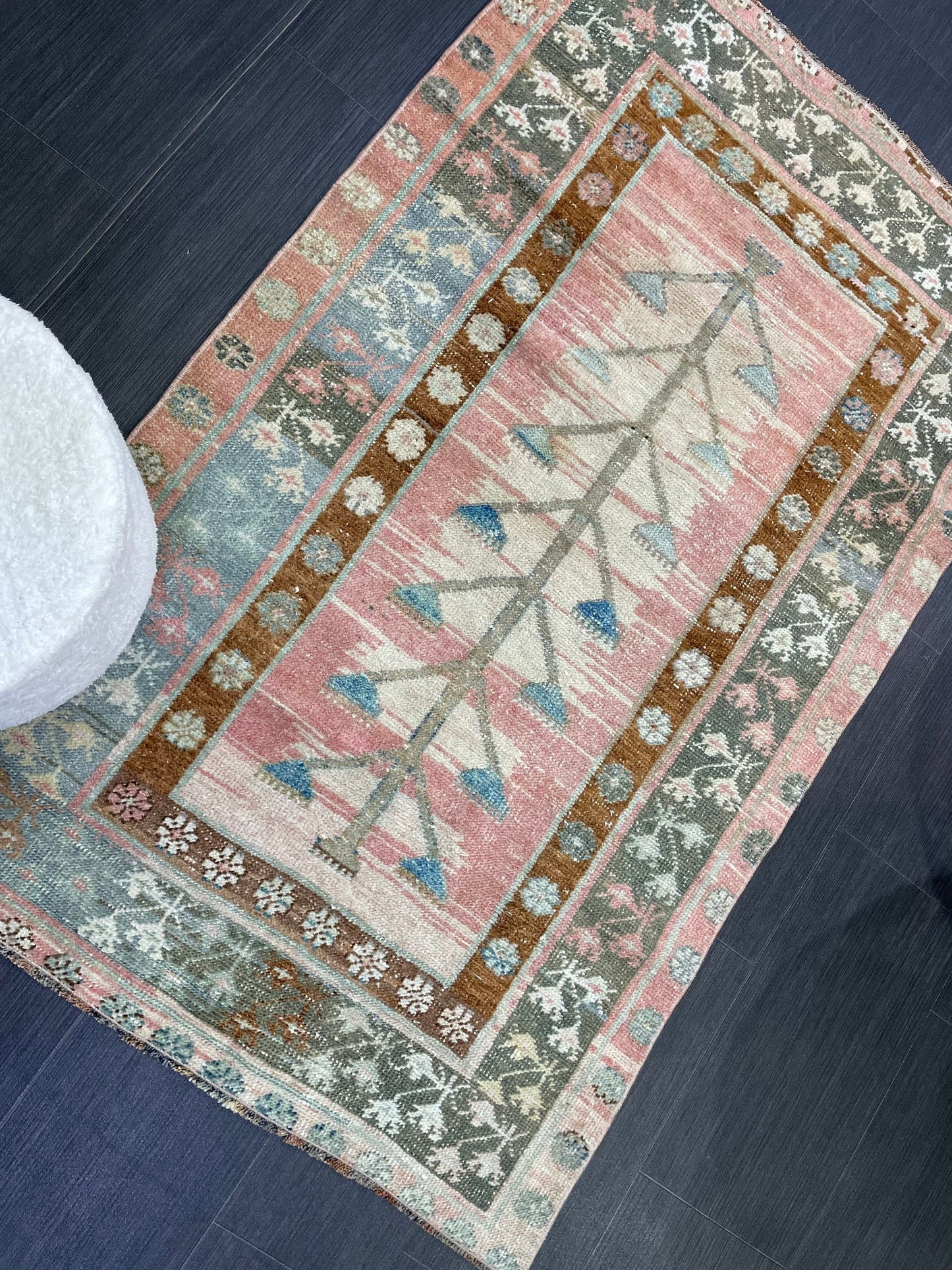 TURKISH Rug, Vintage 3x5 Wool Rug, Oushak Rug, Hand Knotted Rug, Anatolian Rug, Persian 100% Wool Rug, Handmade Rug