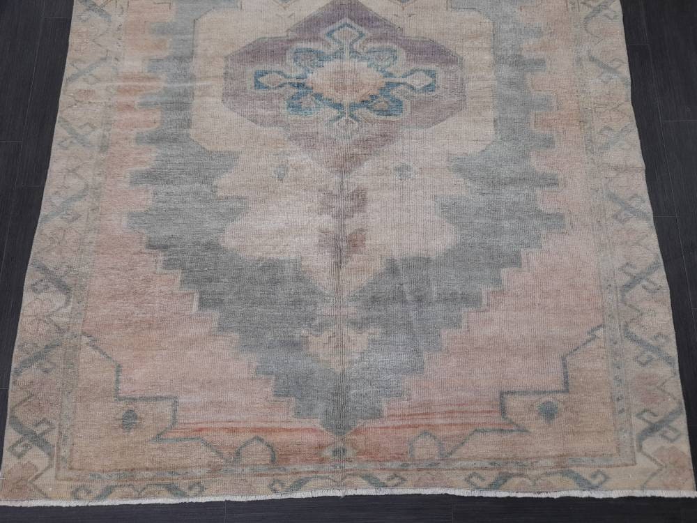 Vintage Wool Rug 5 x 10.8 Turkish Oushak Rug Muted Rug Muted Vintage Turkish Rug Oriental Rug, Vintage Rug Soft Wool Rug
