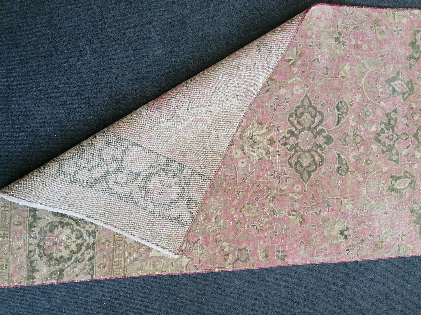 Turkish runner rug 10'7x2'7 pink runner rug, vintage oushak runner kitchen runner rug, hallway runner rug, vintage runner oushak runner rug