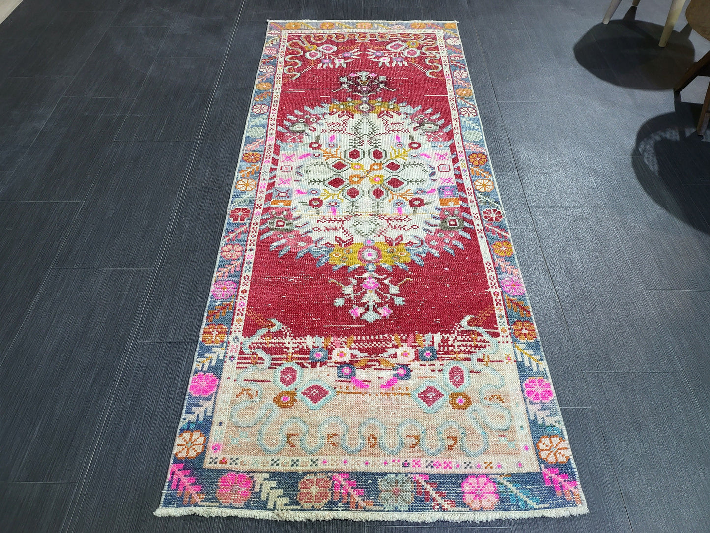 Antique Rug, Vintage Rug, Turkish 2.6 x 6 Wool Rug, Oushak Rug, Fine Knotted Rug, Hand Knotted Rug, Persian Rug, Handmade Rug