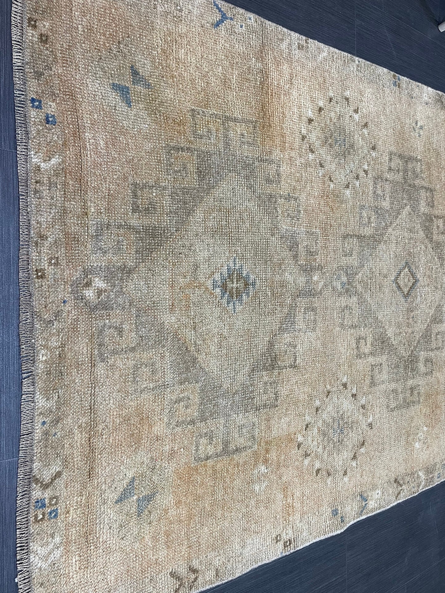 Muted Oushak Runner Rug, Muted Vintage 4.2 x 10.9 Runner Rug, Hallway Runner Rug, Kitchen Runner Rug Wool Runner Rug, Handmade Runner Rug