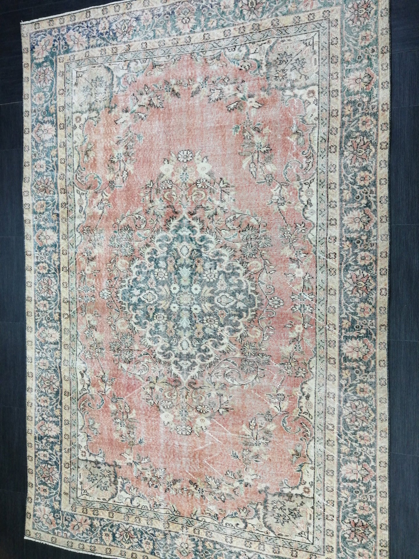 TURKISH RUG 6.4 x 9.6 Oushak Rug Vintage Oushak Rug Vintage Rug Wool Oushak Rug Hand Made Rug VintagePersian Rug Vintageturkish_rug