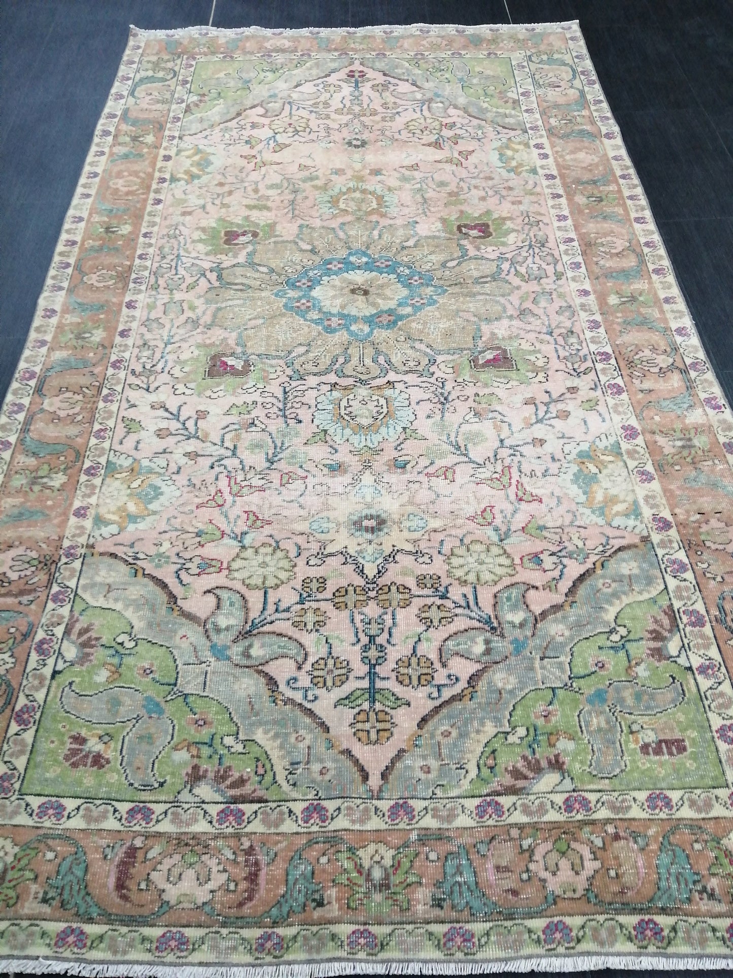 Muted Persian Rugs, 8.2 x 4.6 Wool Rug, Oushak Rug, Rustic Rug, Bohemian Rug, Farmhouse Rug, Vintage Persian Rug