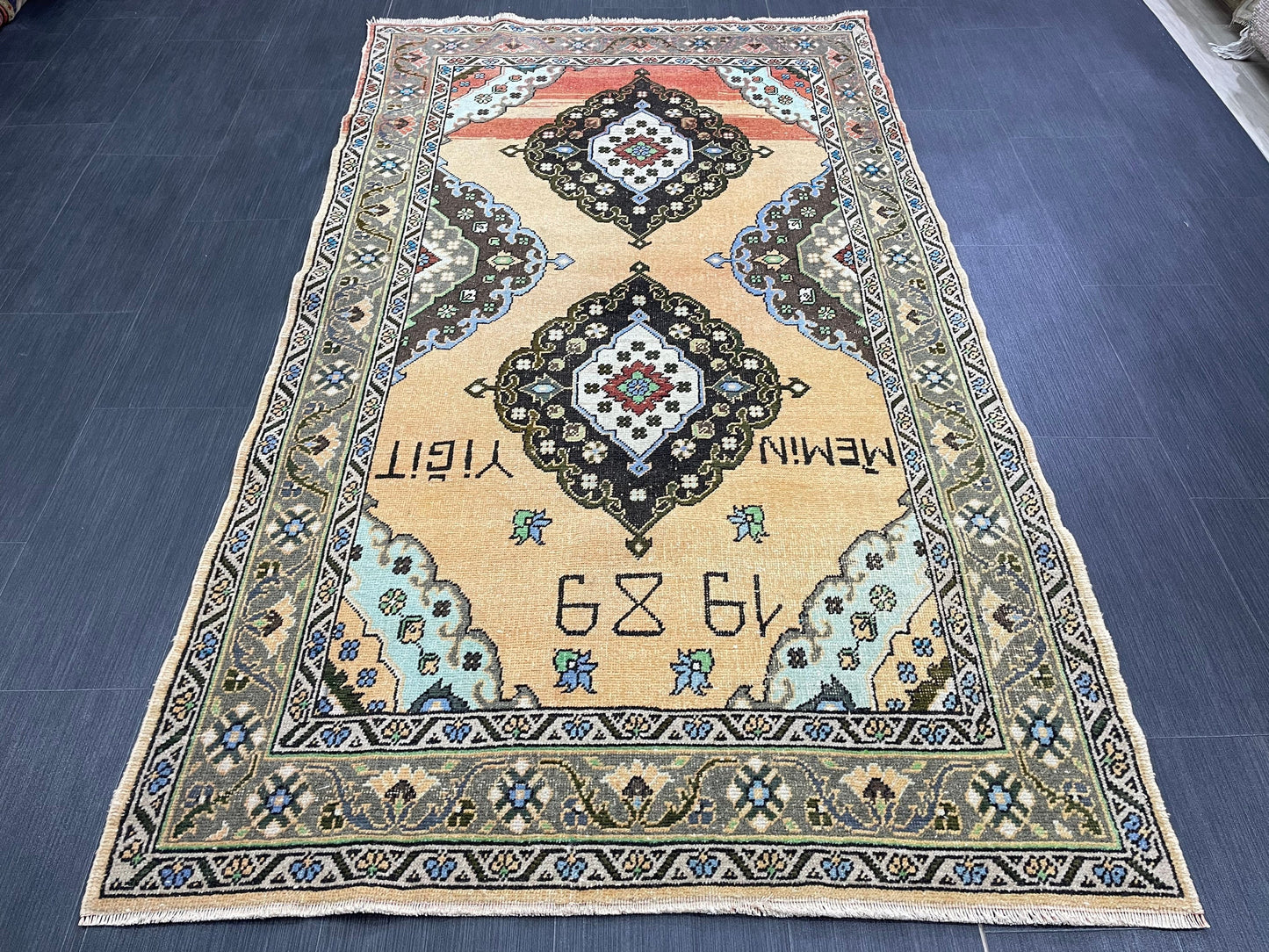 Vintage Oushak Rug 4x7 Rug Muted Vintage Turkish Rug Wool Oriental Rug Hand Made Rugs Vintage Kitchen Rug Muted Persian Wool Rug
