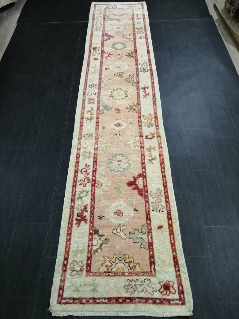 Vintage Turkish Oushak Runner Rug 2.9 x 14 Turkish Runner Rug XL Vintage Muted Runner Rug Extra Long Runner Rug Plush Soft Wool Runner