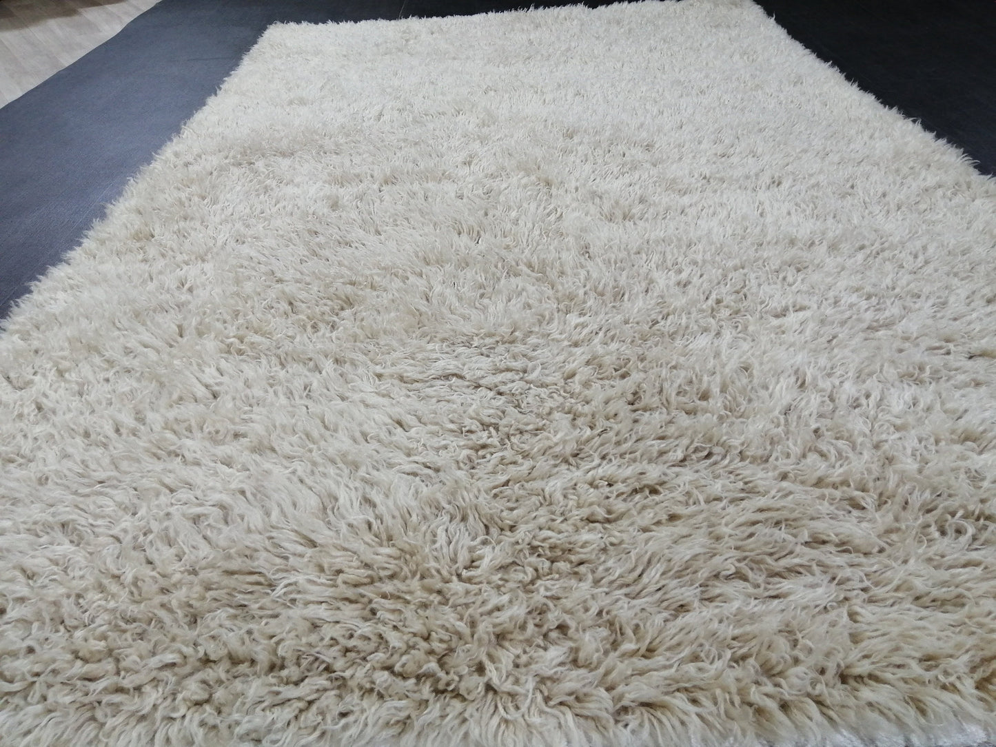 5x8 Rug Vintage Shaggy Rug Neutral Wool Rug solid No Dye Shaggy Rug Plain Hand Made Rug , Neutral Rug Hand Knotted Rug