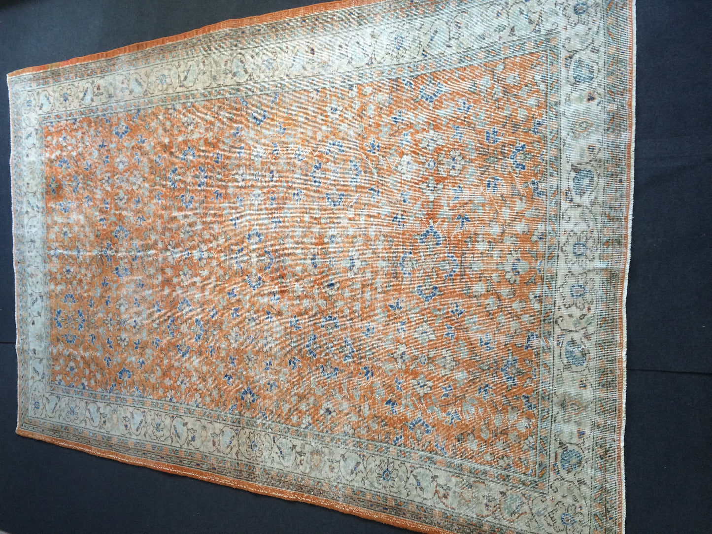 9.6 x 6.6 Burnt Orange Rug Vintage Rug Oushak Rug Turkish Rug Wool Rug Hand Made Rugs