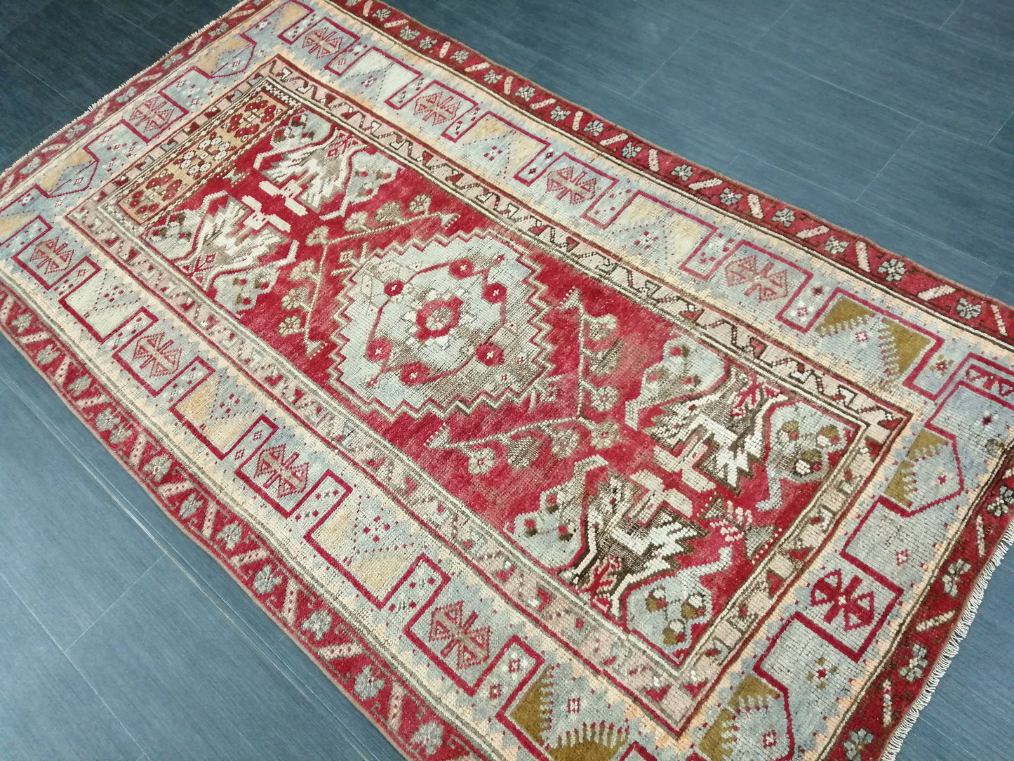Antique Oriental RUG 3.5 x 6.3 TURKISH Oushak Rug Vintage Wool Rug Hand Made Rugs Vintage Rug