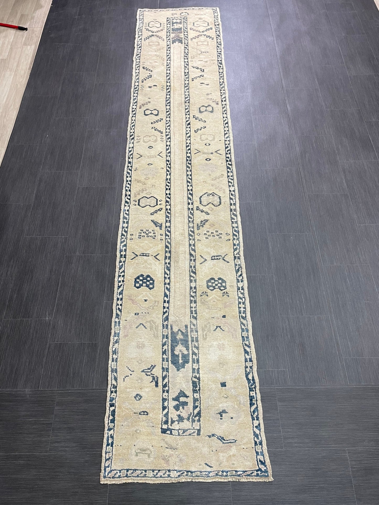 Muted Vintage Runner Rug 2.4 x 11.6 Muted Turkish Runner Rug Hand Made Runner Rug Vintage Runner Rug Hallway Runner Rug Kitchen Runner