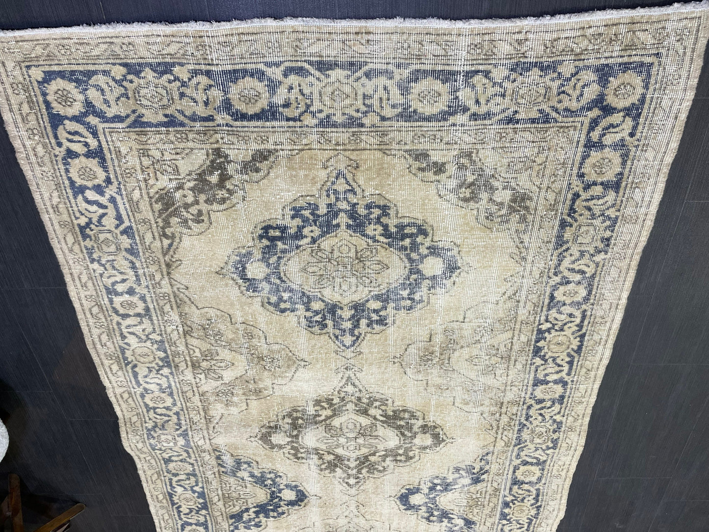 Muted Oushak Runner Rug, Muted Vintage 4.8 x 11.7 Runner Rug, Hallway Runner Rug, Kitchen Runner Rug Wool Runner Rug, Handmade Runner Rug