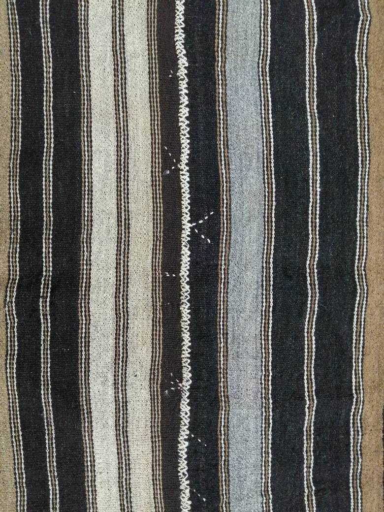 6 x 14 Neutral Oriental Flat woven Rug, No Dye Flatweave Carpet , Stripped Flatweaving, Rustic Rug, Farmhouse Rug, Dark Oushak 6x14 rug