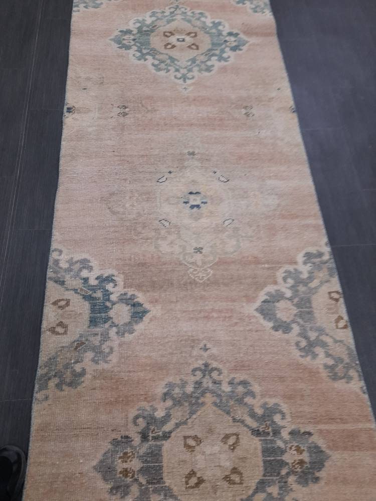 Muted Vintage Runner Rug 2.8 x 13 Muted Hallway Runner Kitchen Runner Rug Muted Staircase Runner Rug Muted Oushak Rug XĹ Turkish Runner Rug